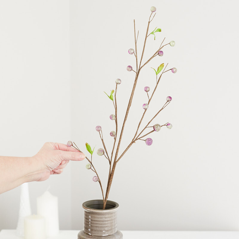 Set of 12 Hand Wrapped Purple Acrylic Artificial Berry 30″ Sprays