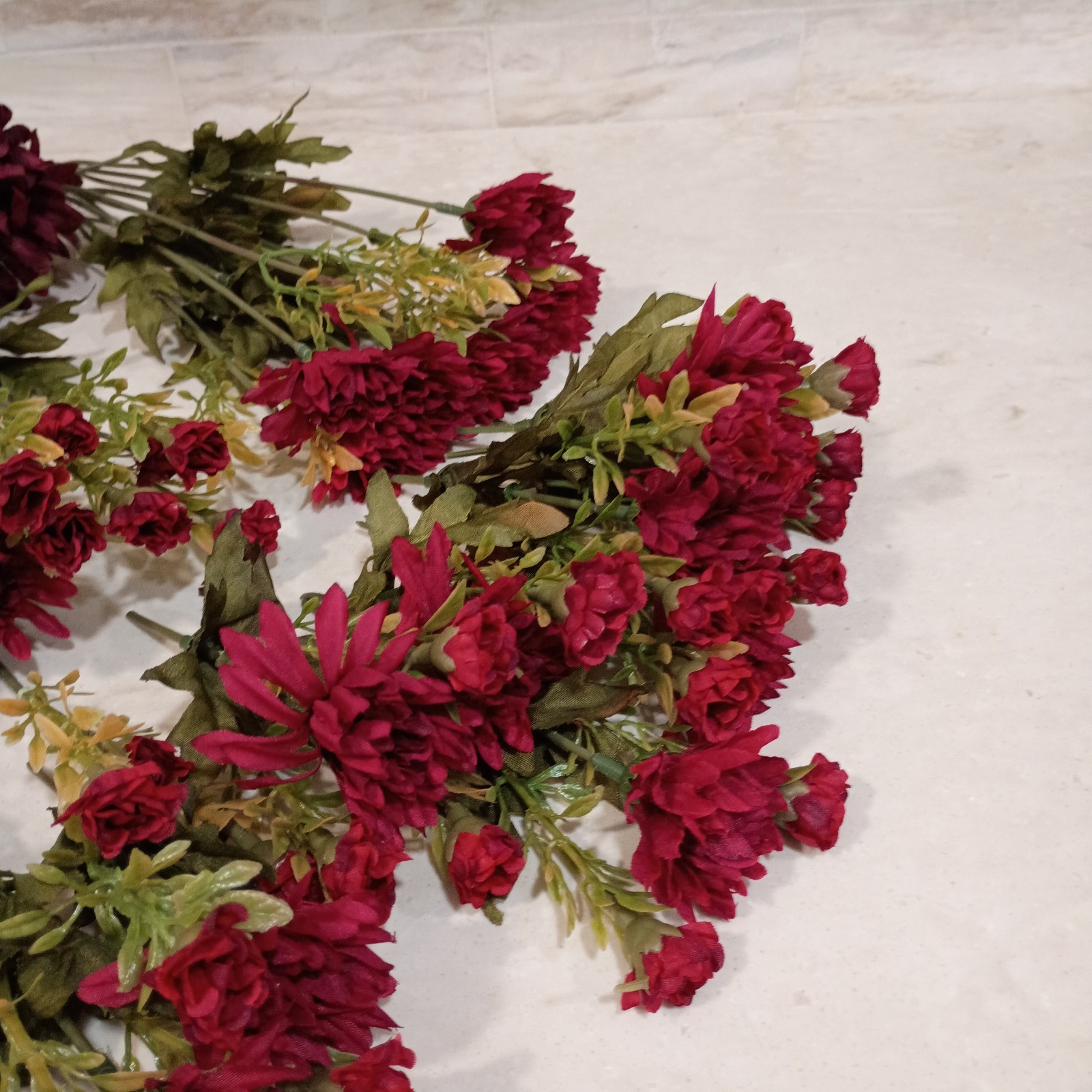 Dark Burgundy Flower Stems 16 Stems, 67 Artificial Flower Buds