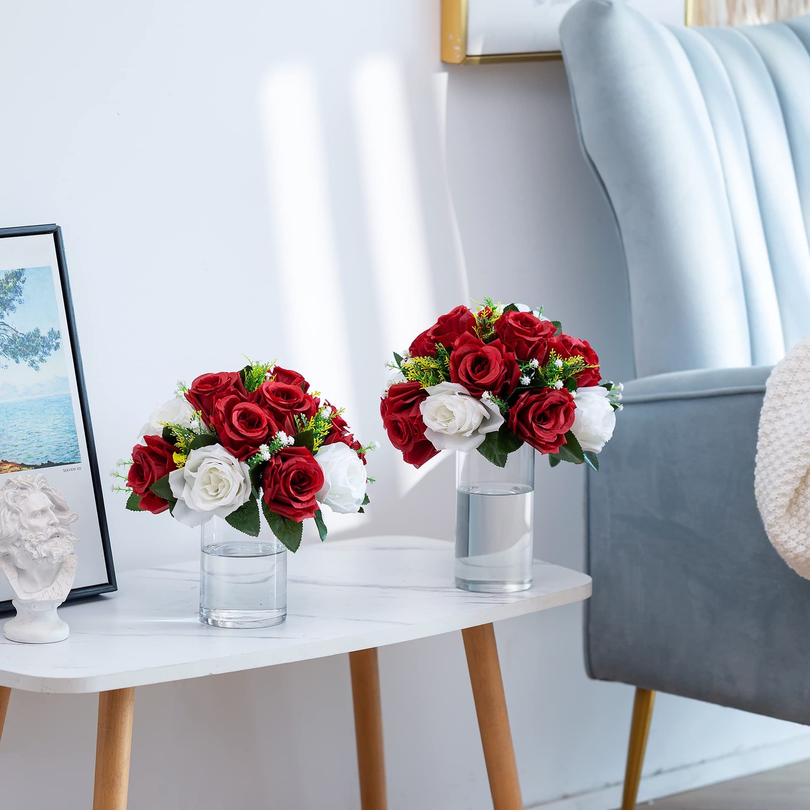 Red Fake Flowers Kissing Balls for Wedding Centerpiece Table Arrangements