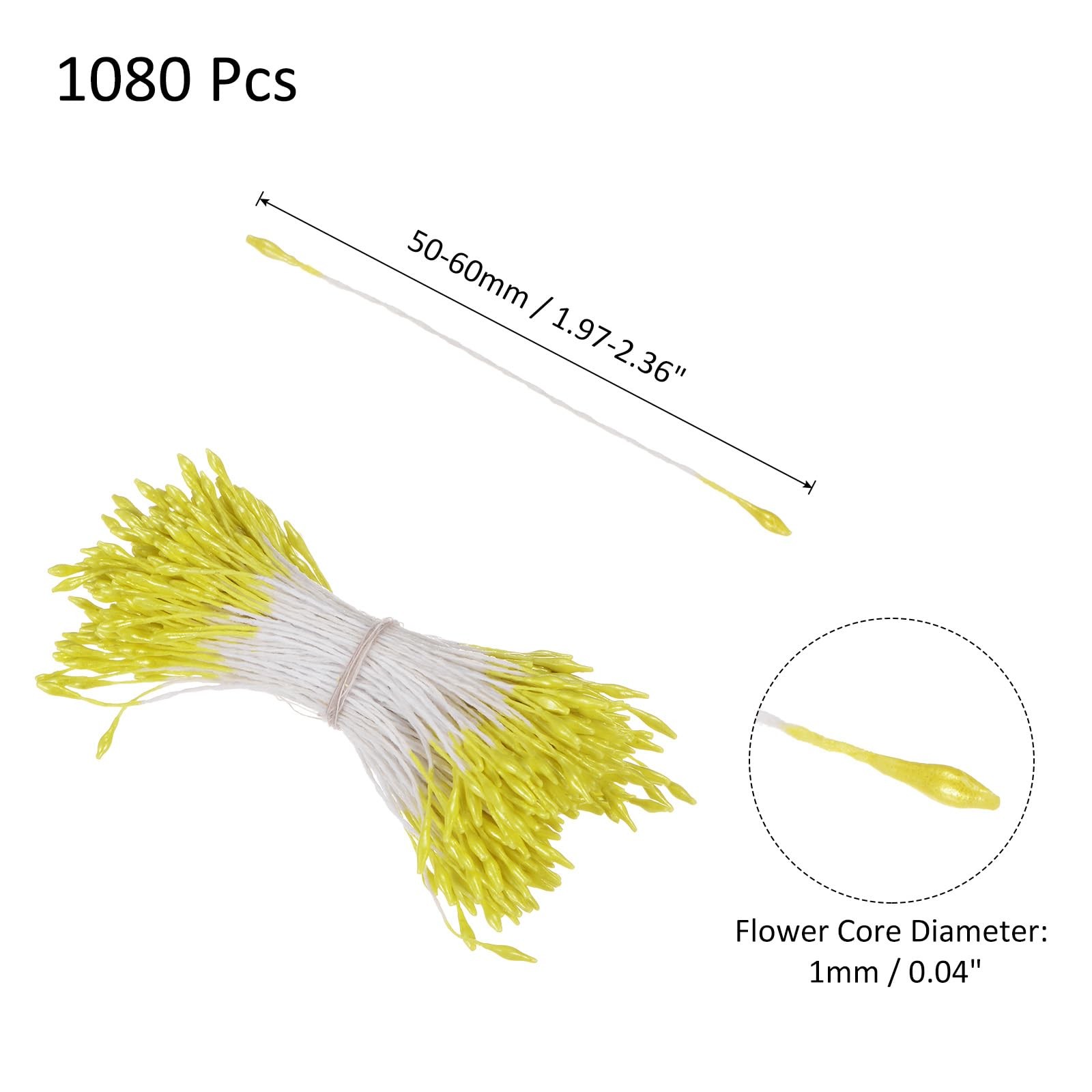 1080 Pack Double Heads Flower Stamen-1mm Artificial Flower Stamen Pistil Matt…