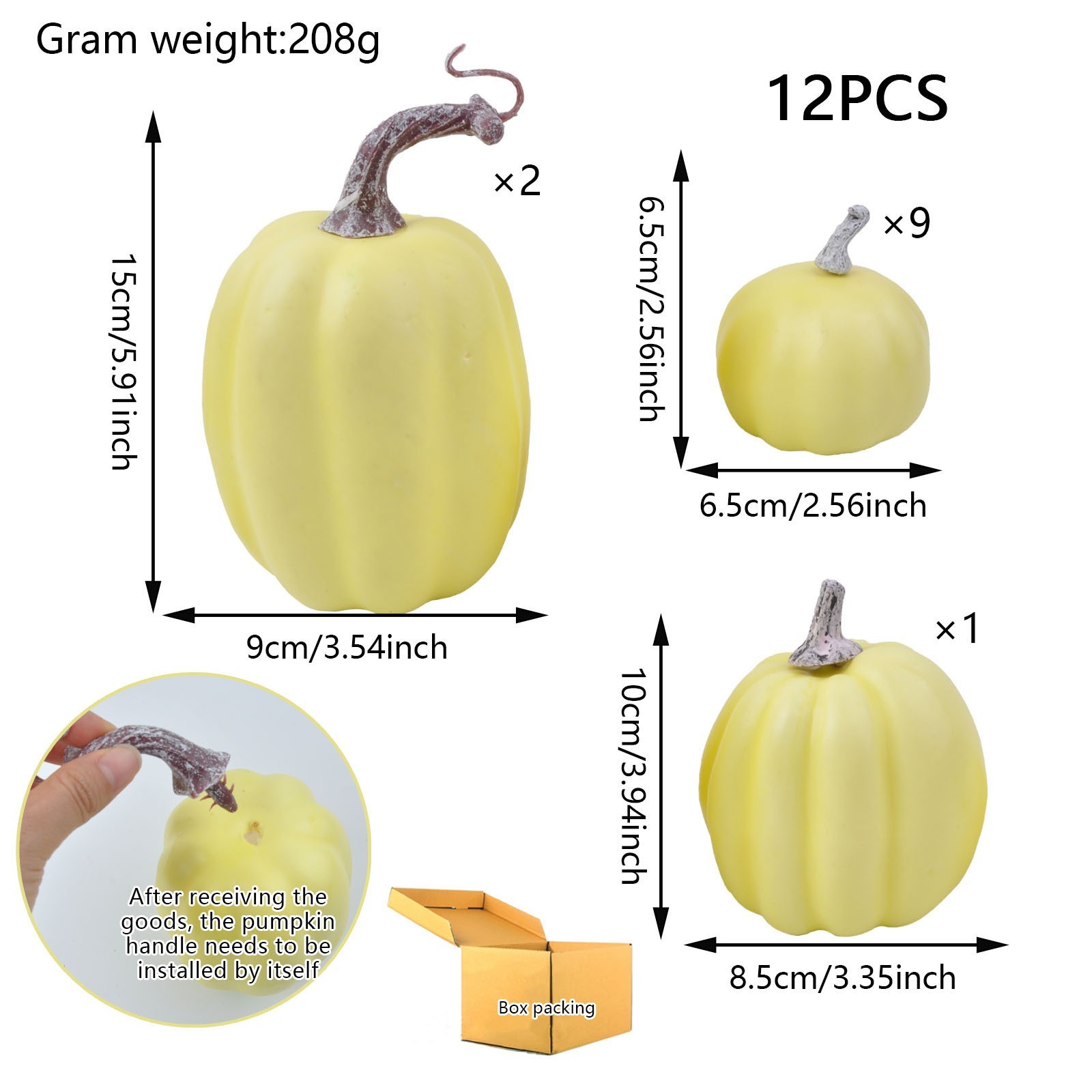 Foam Pumpkins 12 Pack in Three Soft Tones for Tiered Tray and Harvest Decor