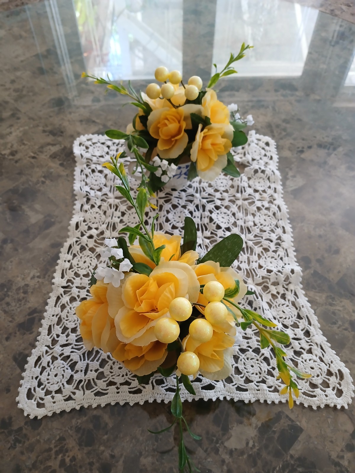 Cheerful Yellow Roses Floral Arrangement Tea Party Cup POP-IN Birthday Bridal