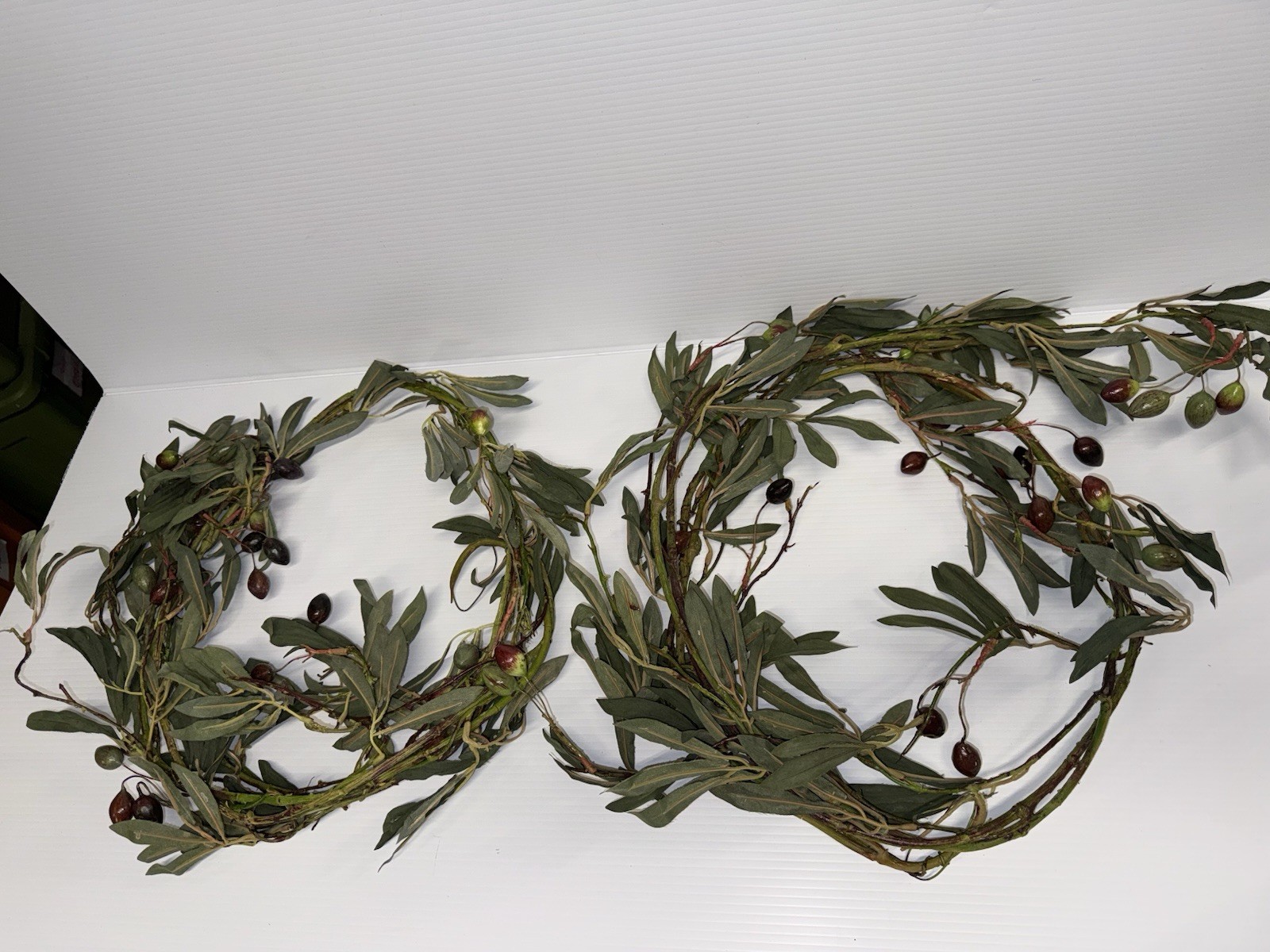 Lot of 2 6ft + Olive Branch Garlands Artificial Olive Tree Farmhouse Decor Wine