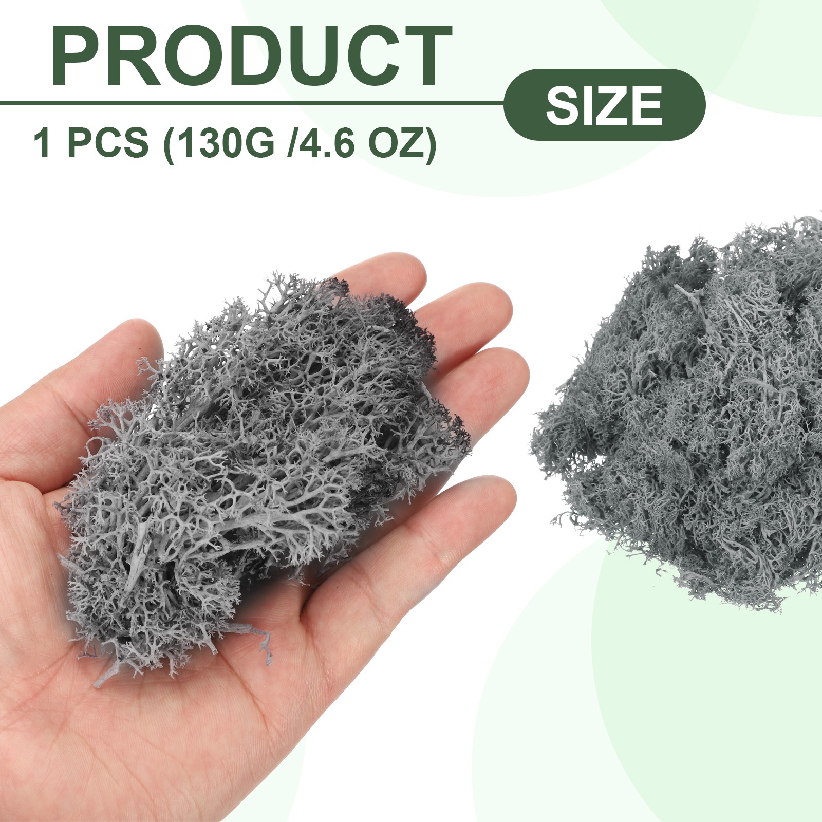4.6oz Preserved Reindeer Moss, Grey Decorative Artificial Fake Moss