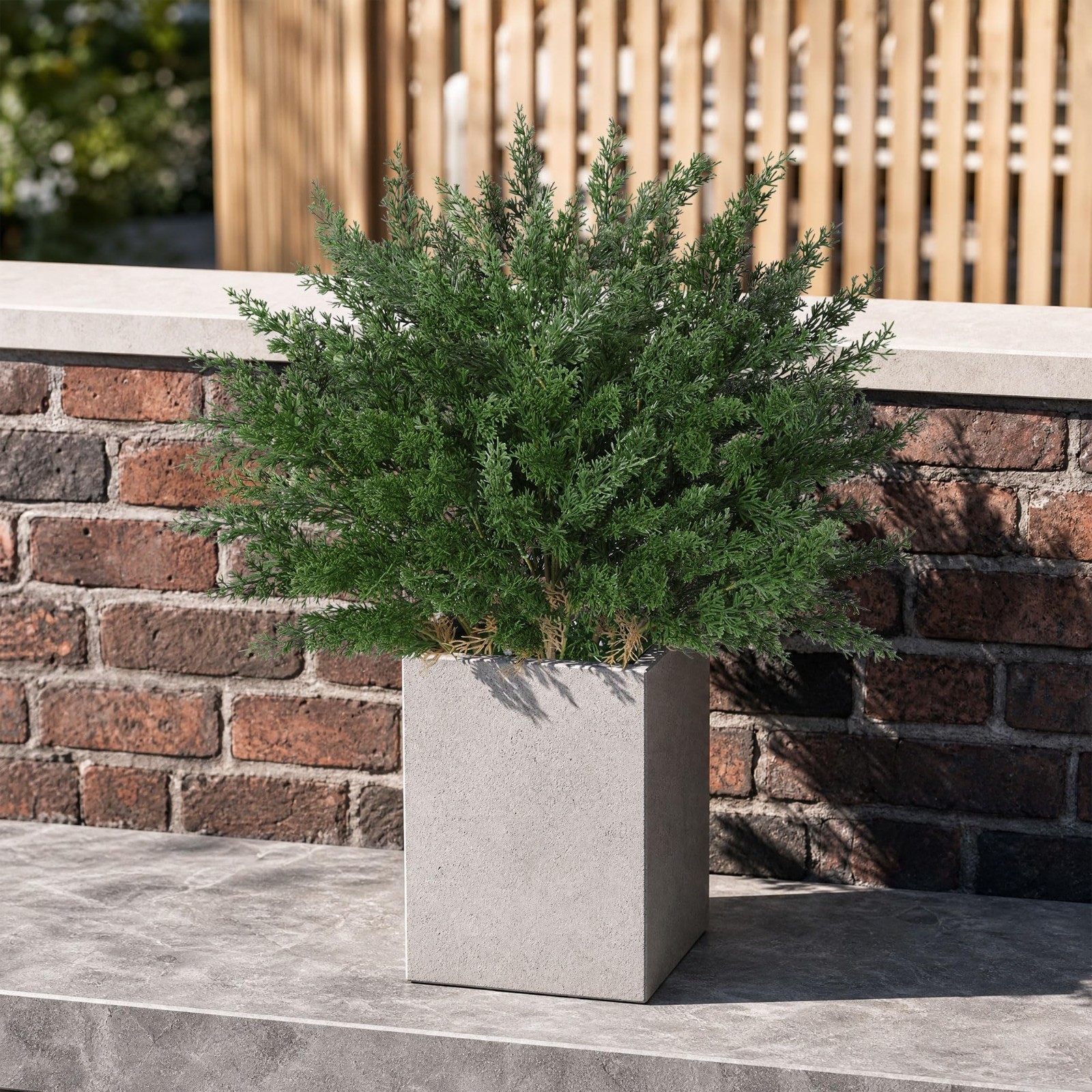 4 Bundles Realistic Cedar Stems – UV Resistant Artificial Greenery for Outdoor D
