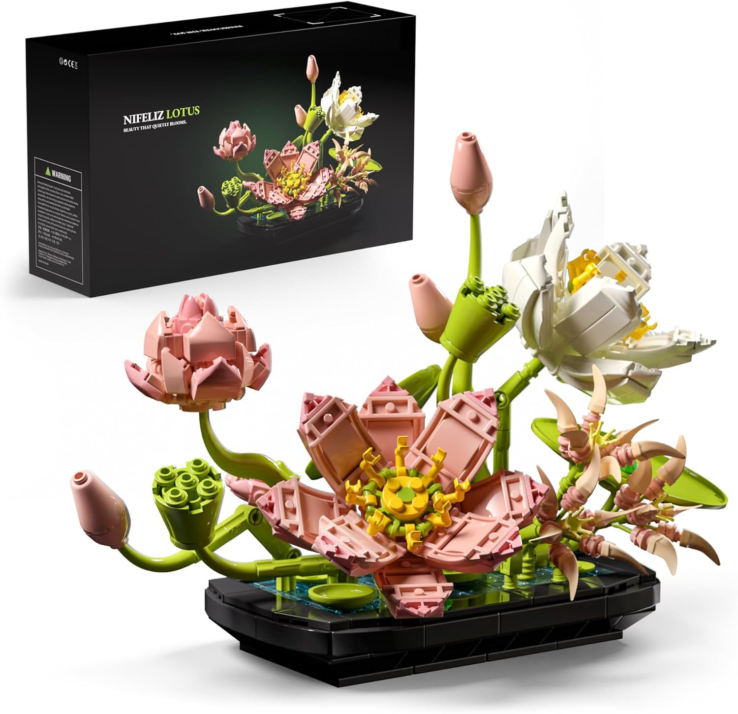 Lotus Flower Building Set for Adults, Botanical Decoration for Table or Office,