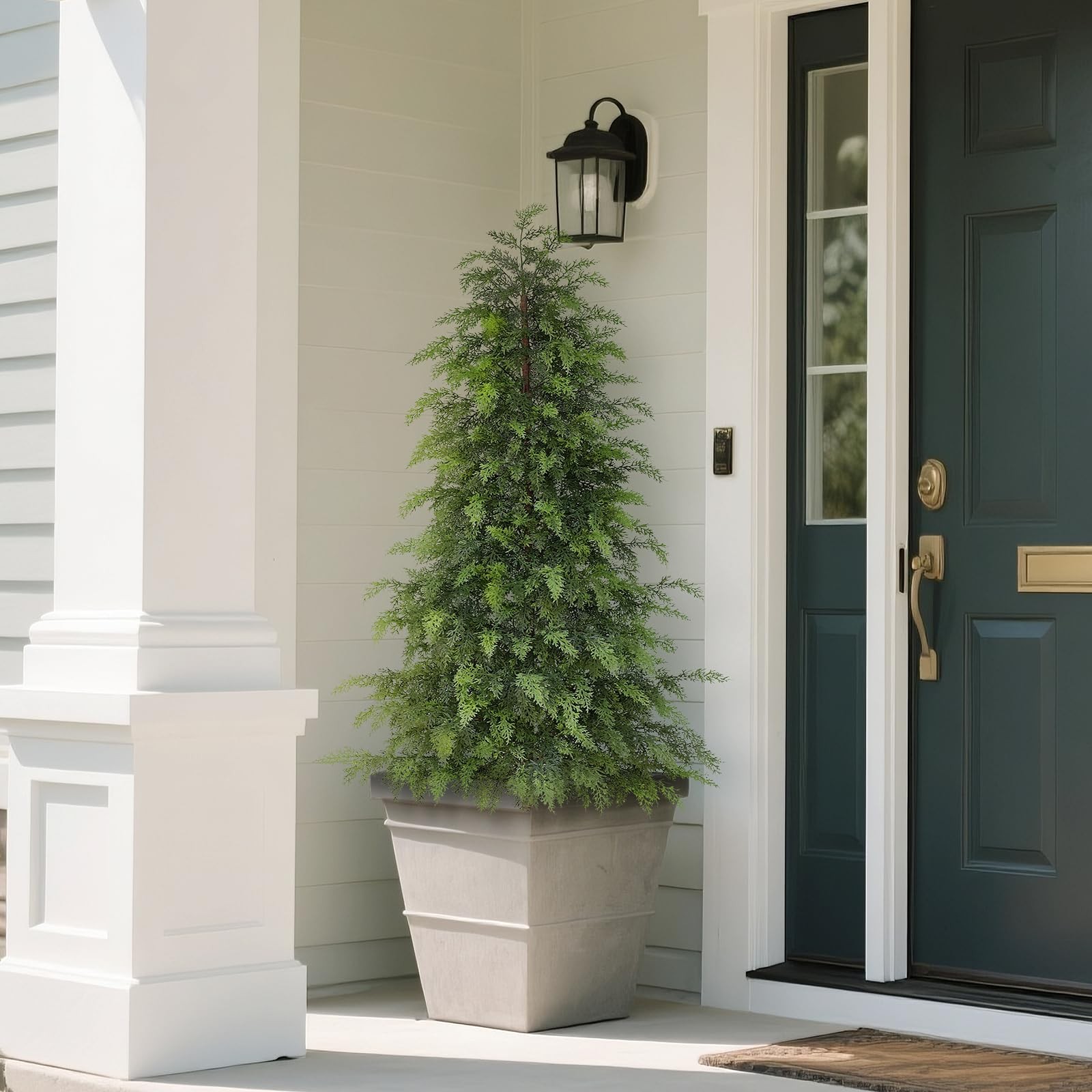 2Set 4FT Lifelike Touch Artificial Cedar Topiary Trees for Front Porch