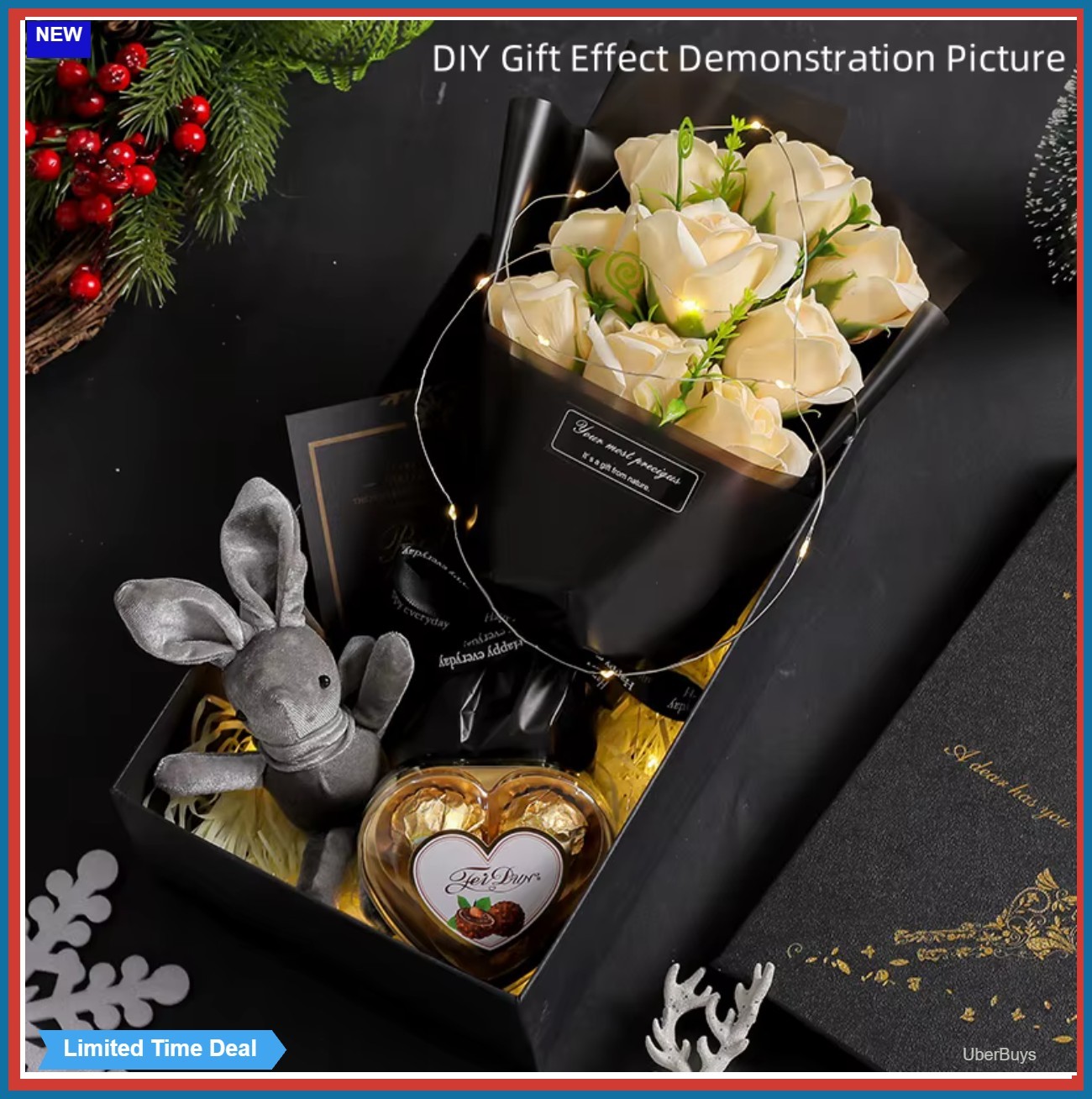 Soap Flower Rose Bouquet 9 Heads Artificial Flowers Gift Christmas Wedding