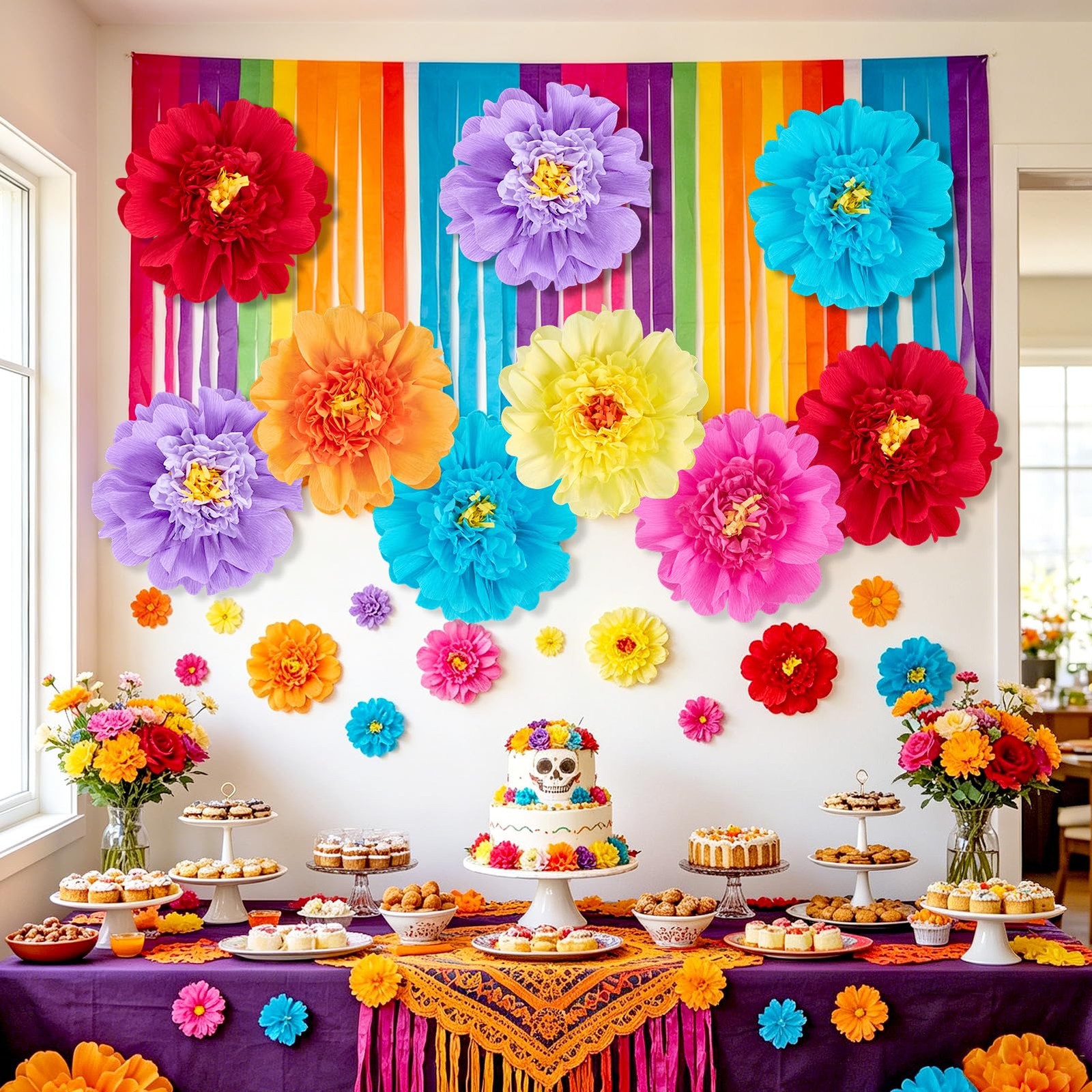 Large Paper Flowers Giant Fiesta Tissue Flower Decorations Wall 12 Inch