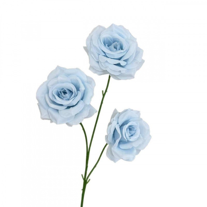 6Pcs Silk Artificial Roses Faux Flowers Pink Blue Purple for Wedding Home Decor