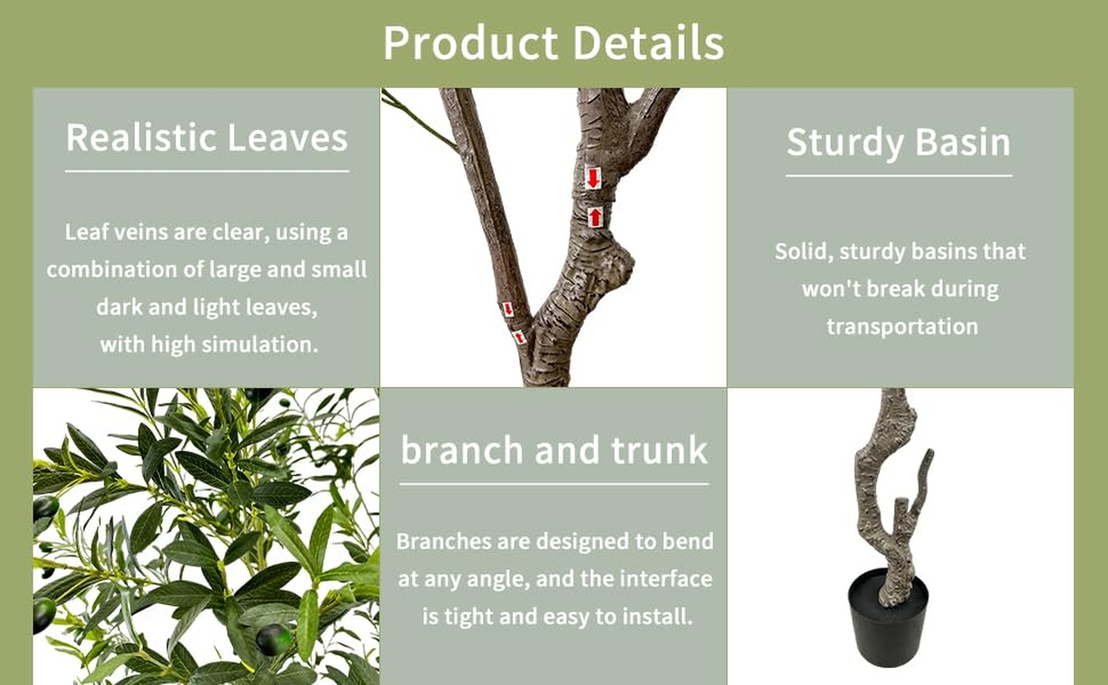 Artificial Tree Faux Olive Tree 8ft(3198leaves) Tall Fake Olive Plant in Pot …