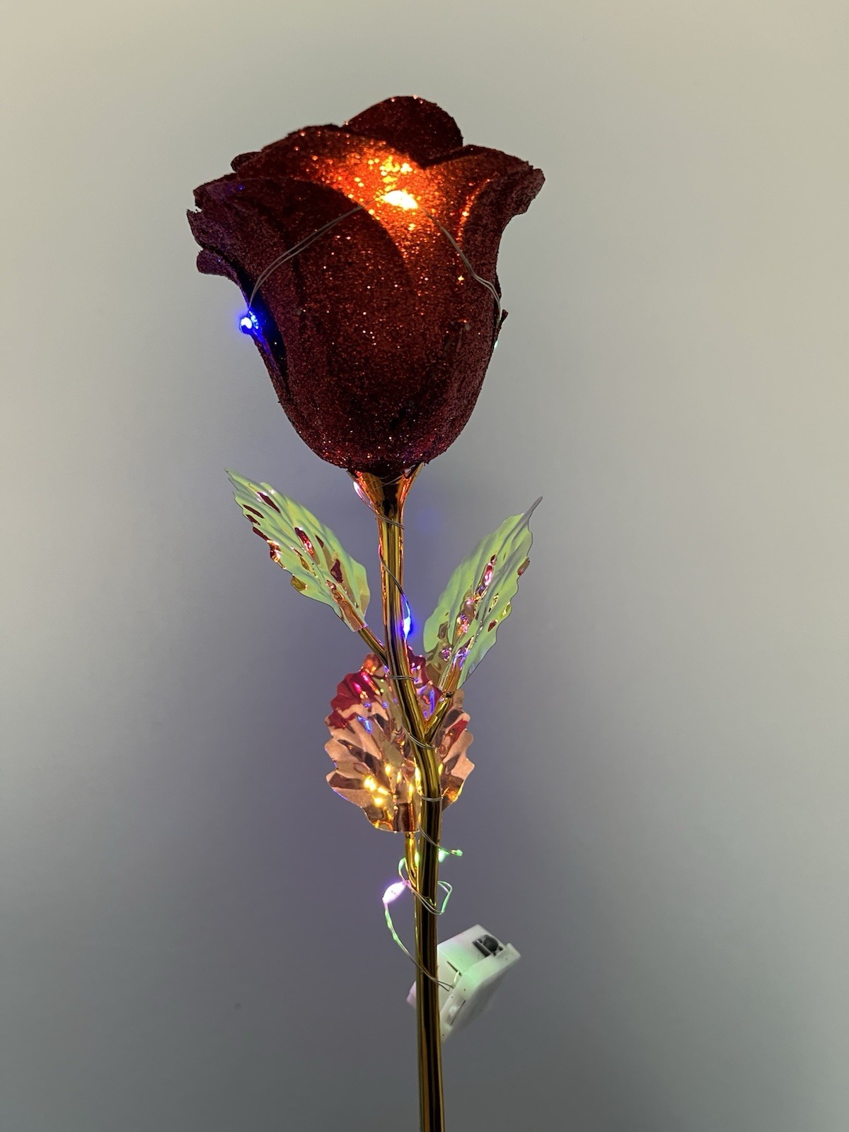 Glitter Artificial Rose Bouquet with LED Lights Gift Box – Red Pink Purple