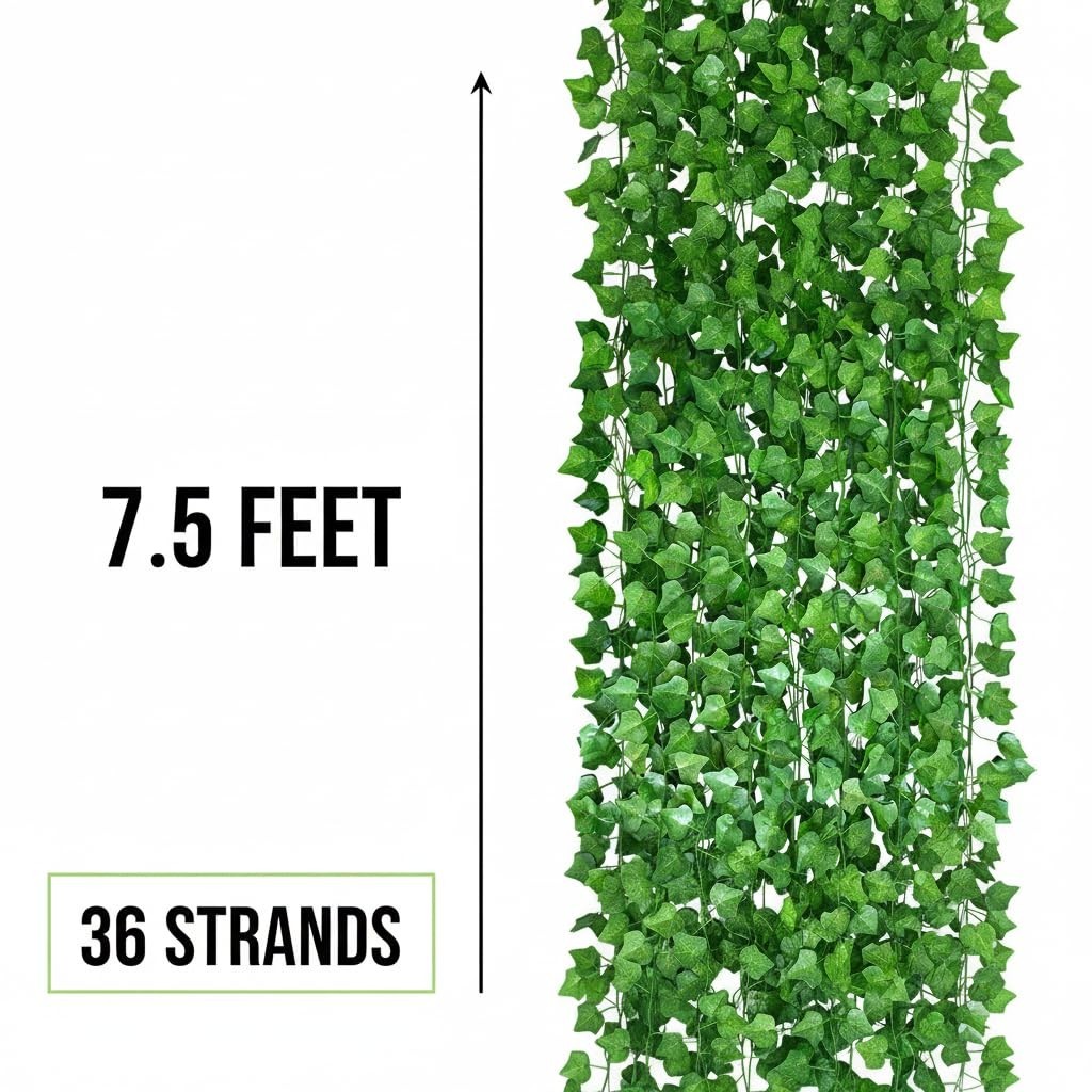 36 Pack 270ft Fake Ivy Vines – Artificial Greenery Garland for Indoor Outdoor De