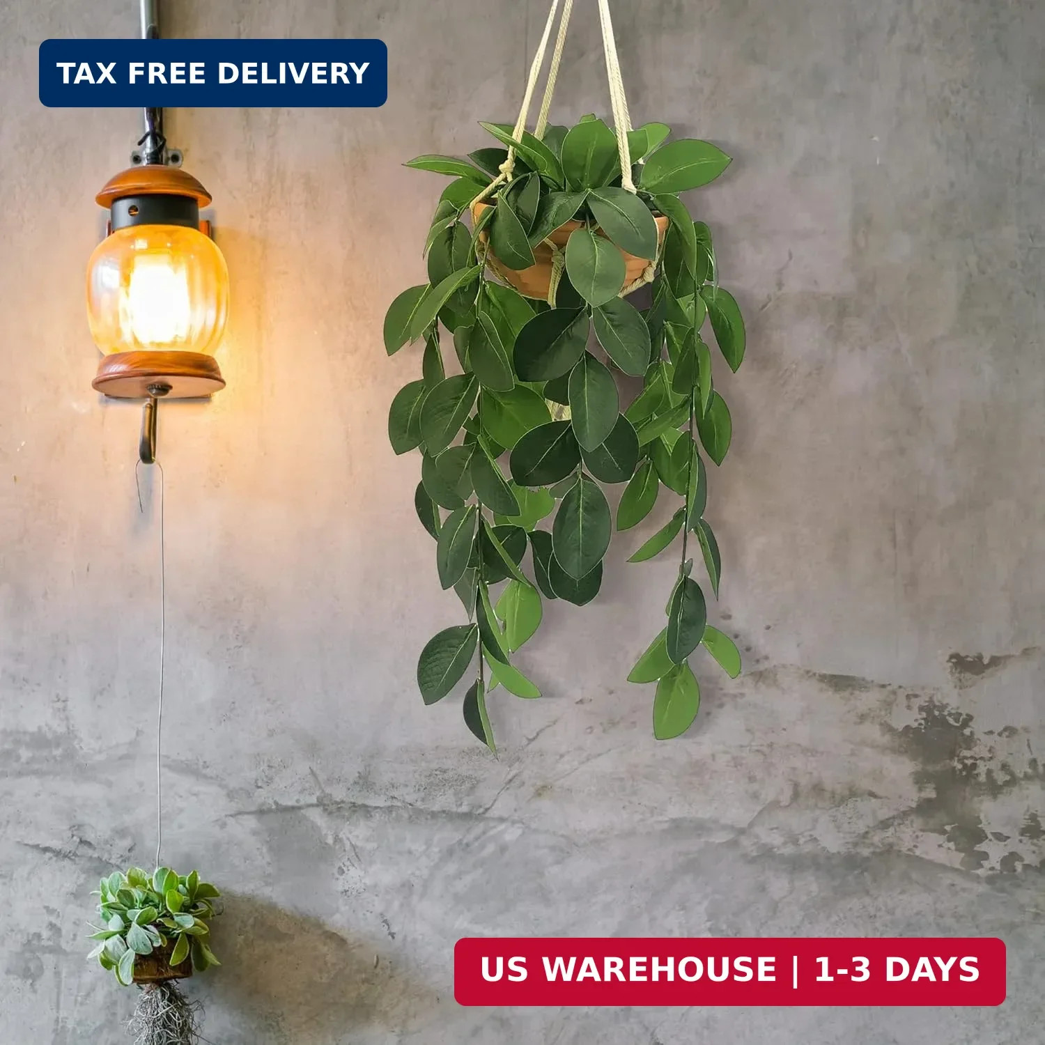 Hanging Plants Artificial Decor, Fake Hanging Plant in Clay Pot Artificial Hangi