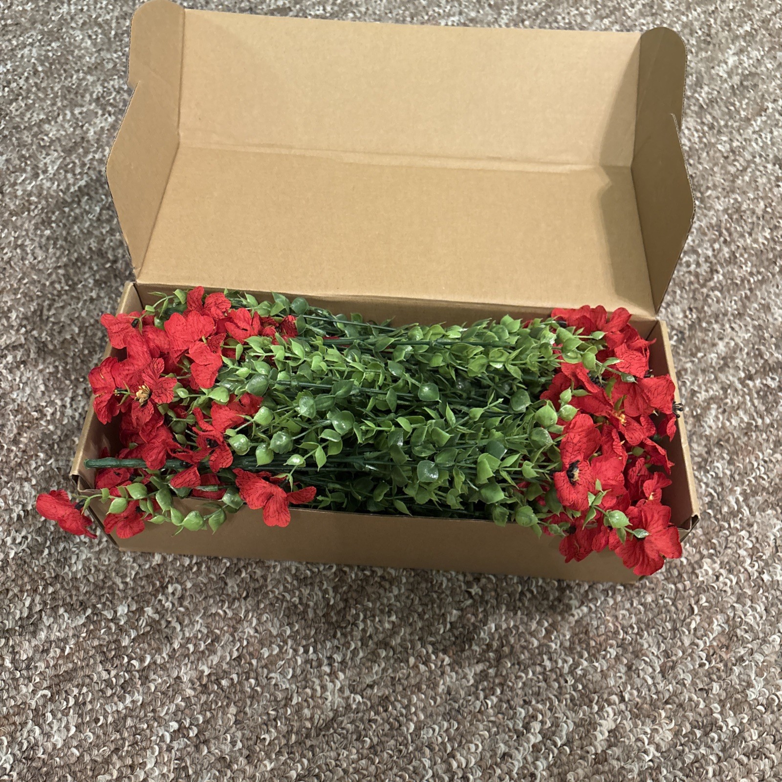 12 Red Artificial Flowers, Home Decor, Make Own Bouquet, DIY Flowers