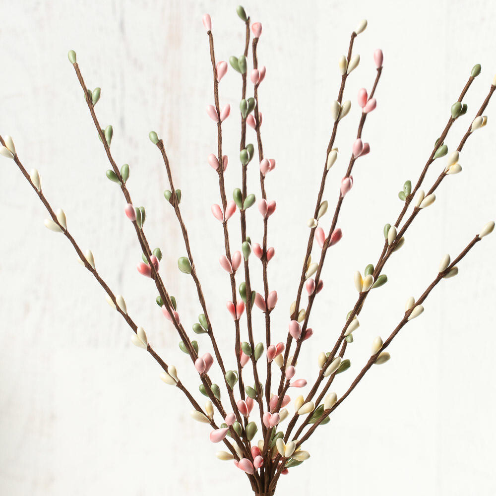 Bulk Pack of 12 Hand Wrapped Petite Pink and Green Pip Berry 12″ Sprays