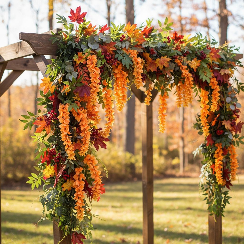 Orange Wisteria Stem 43 Inch Artificial Hanging Flowers Tangerine Silk Wisteria