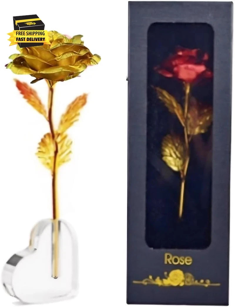 Gold Dipped Rose, Eternal Long Stem Golden Rose | Luxurious Romantic Gift for Wo