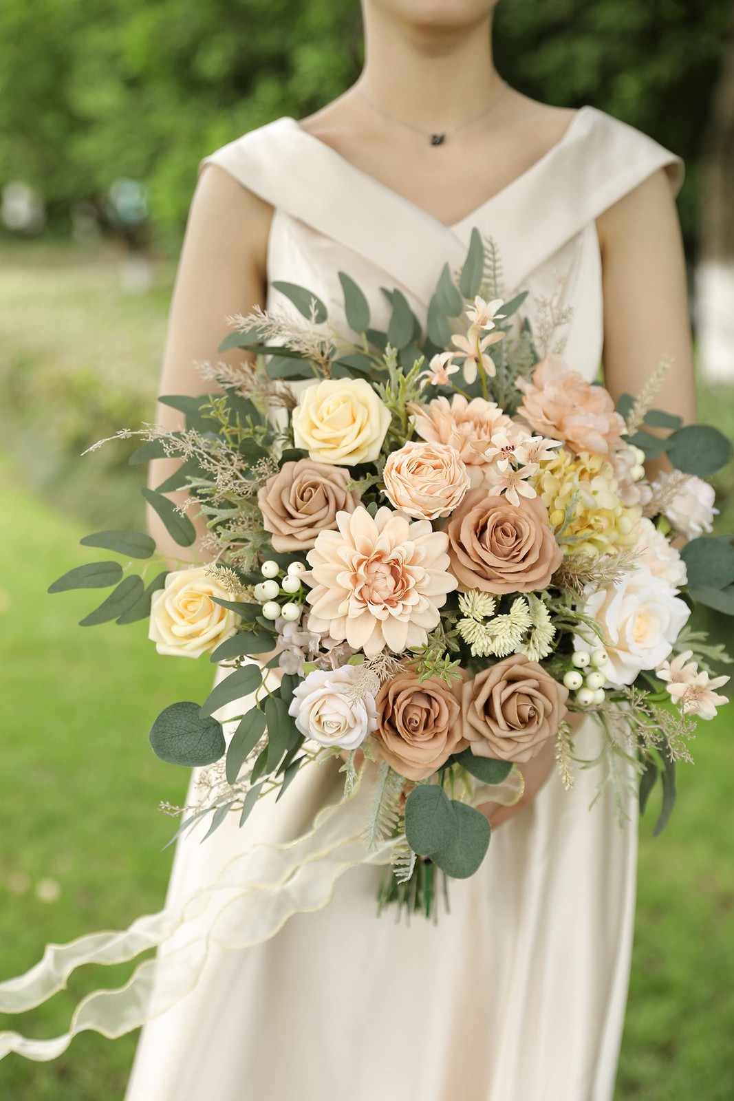 Artificial Silk Flower Fake Rose DIY Wedding Bouquets Centerpiece Nude Combo Box