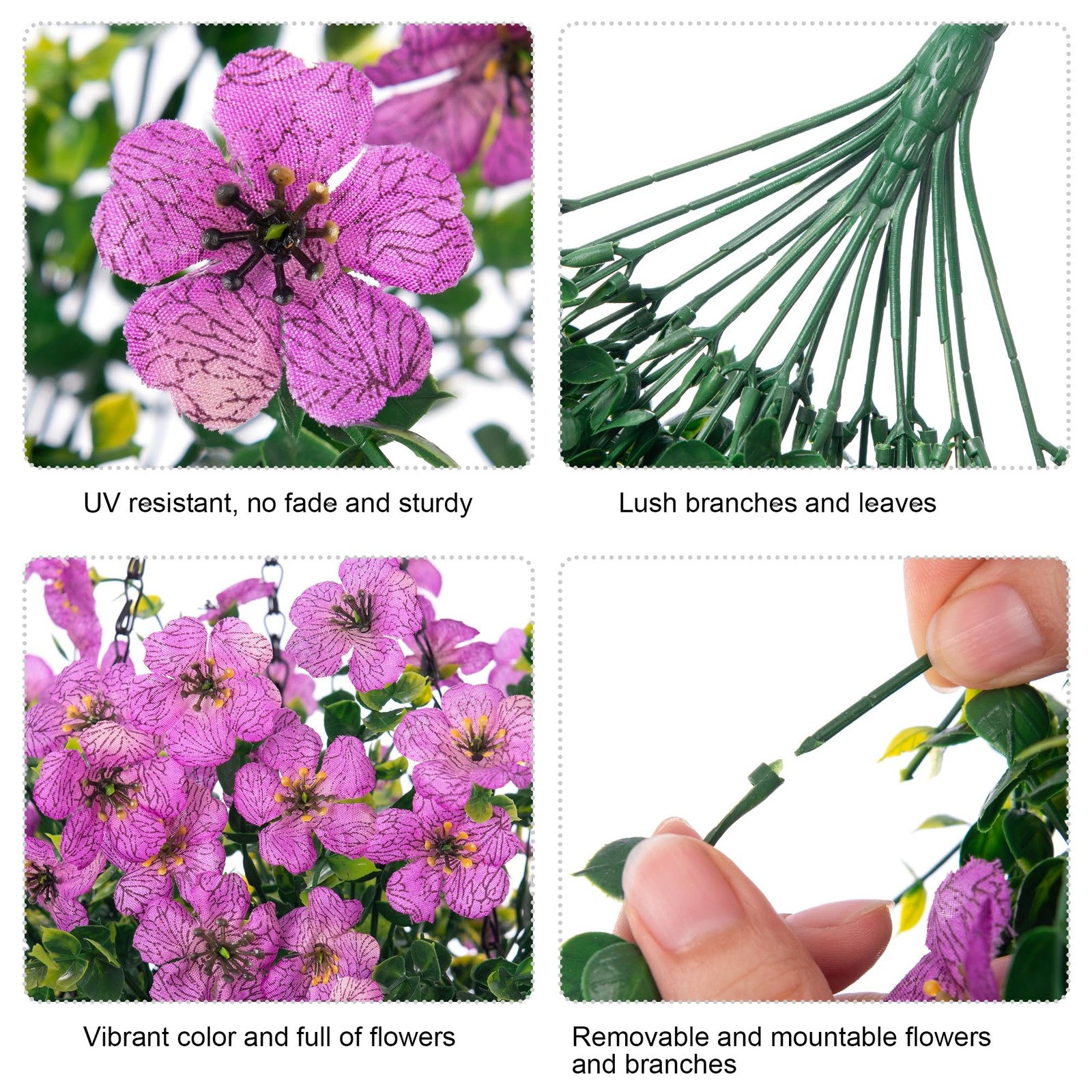 Artificial Faux Hanging Flowers Plants for Outdoor Decor, 2 PCS Outside Fake …