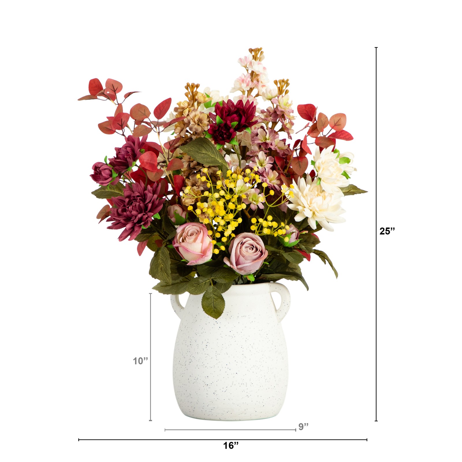 Nearly Natural 25″ Mixed Flower Arrangement in Ceramic Vase in Multi-Color