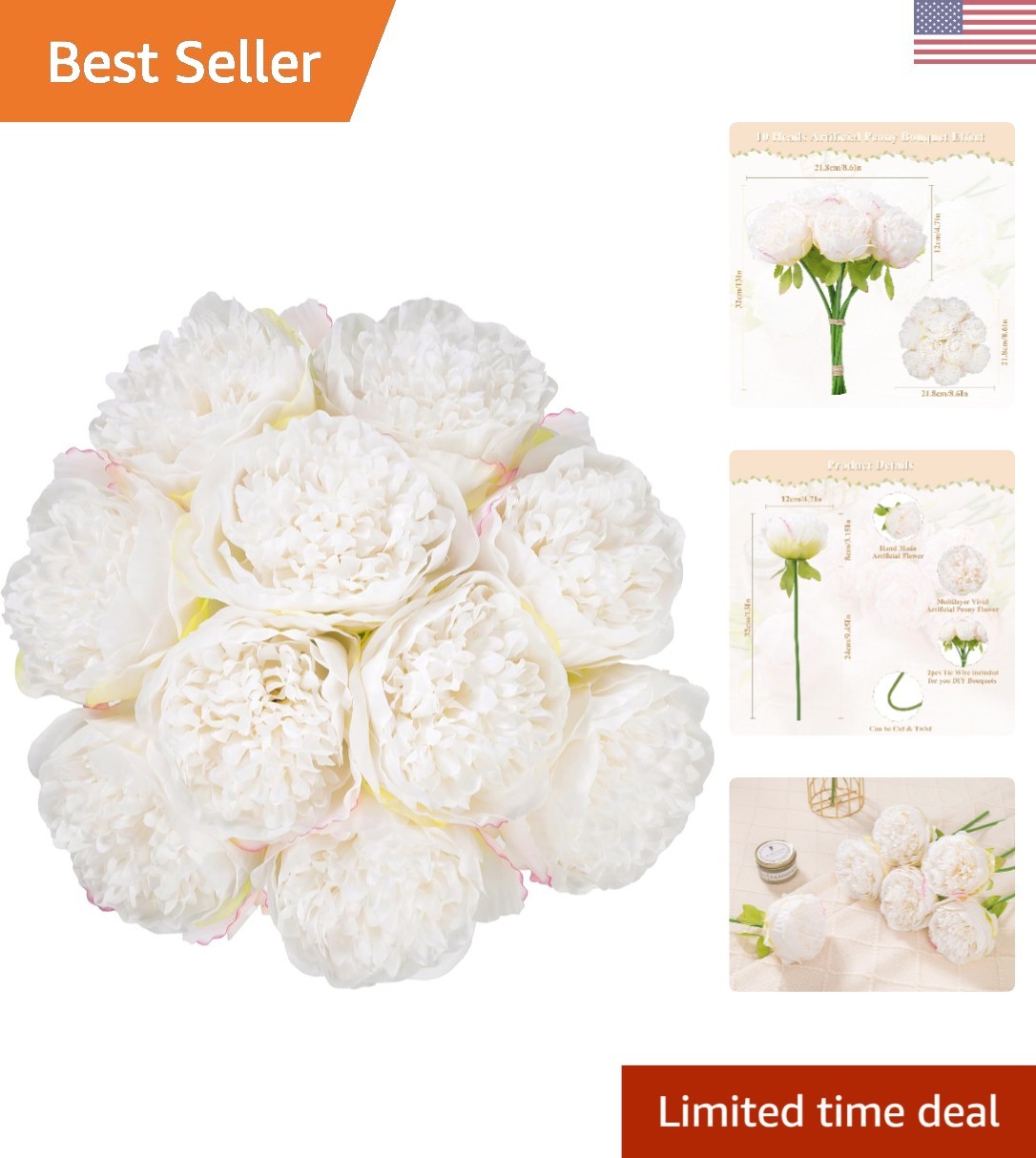 Lightweight 20pcs Artificial Peony – Dust and Fade Resistant Floral Elegance