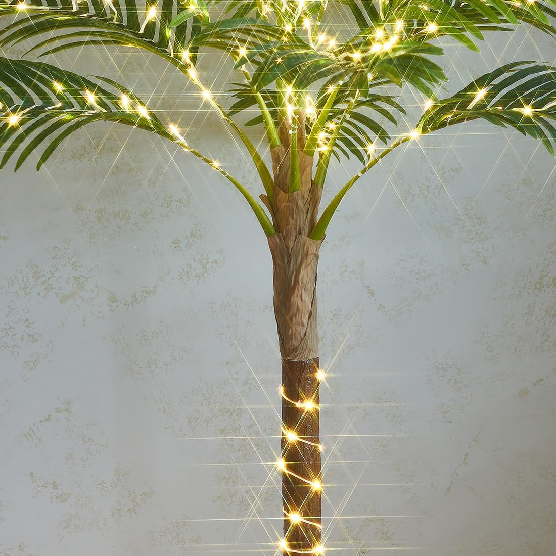6FT Artificial Palm Tree with 220 LED Fairy Lights for Indoor/Outdoor Decor