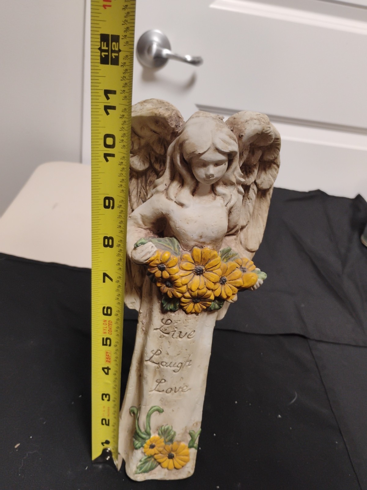 11″ Tall Heavy Garden Angel Decor/” Live, Laugh, Love”Sunflowers