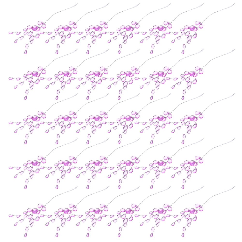 30Pcs Reusable Purple Acrylic Crystal Floral Branch for DIY Wedding Decorations