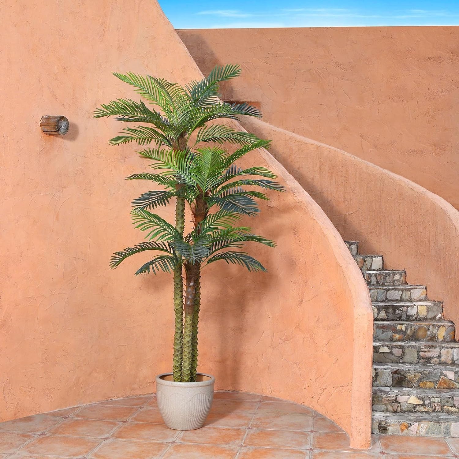 8ft Triple Trunk Artificial Palm Tree for Garden