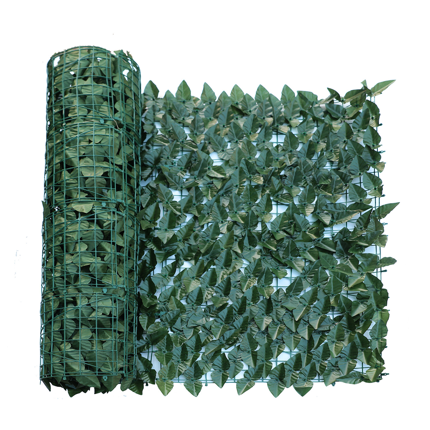 39″x156″ Artificial Dark Faux Laurel Leaves Privacy Fence Screen w/ Mesh Backing