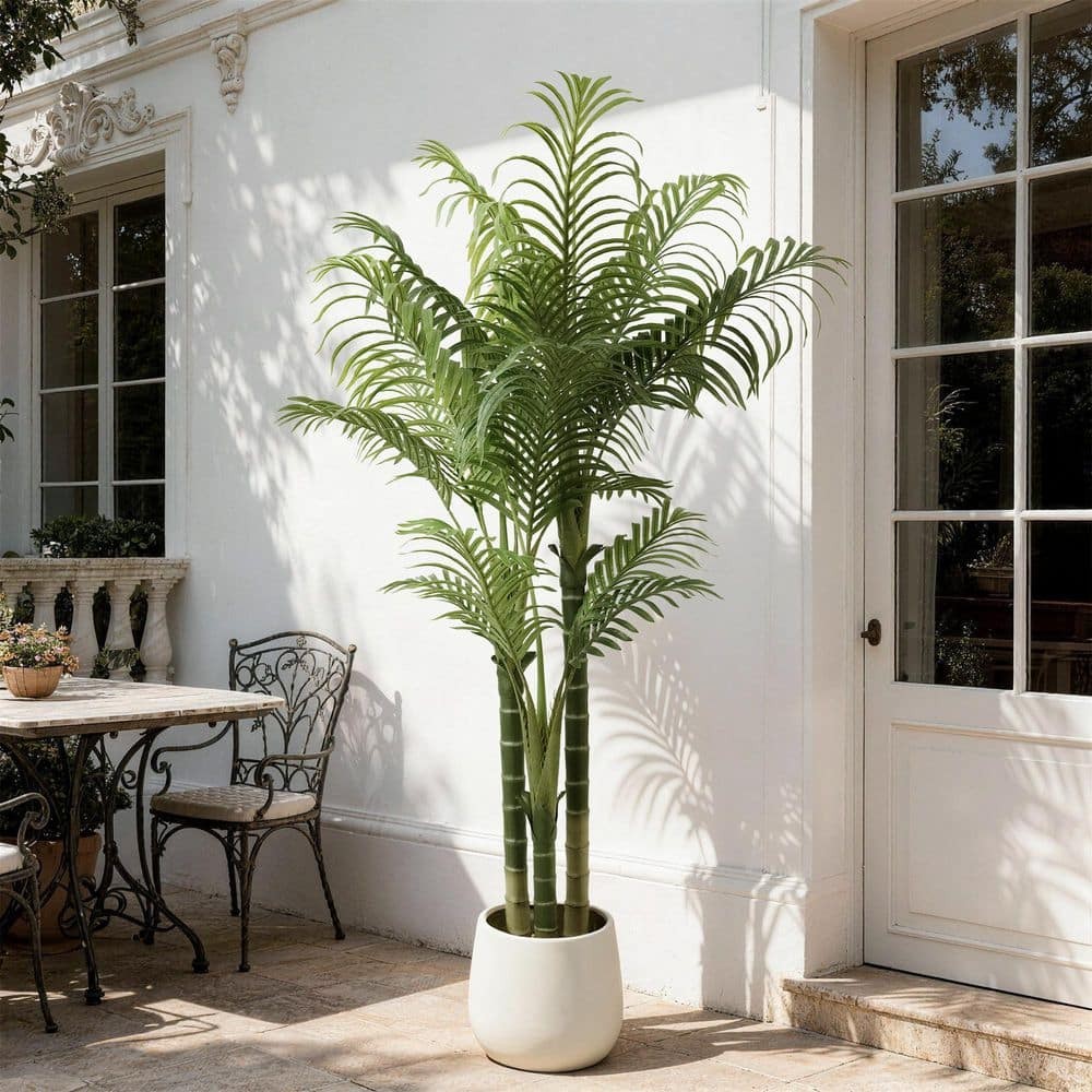 6 Ft. Artificial Palm Trees White Planter Indoor Outdoor Patio Office Home Decor