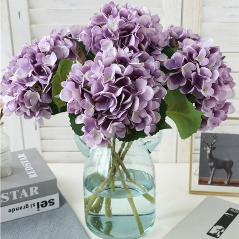 Flores artificiales, hortensia, rama, hogar, boda, decoración, otoño, seda, plás