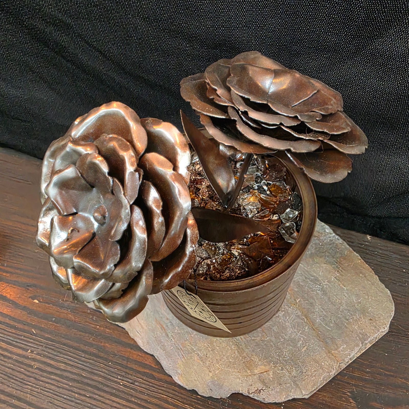 Rustic Steel Roses Metal Flower Arrangement | Reclaimed Coffee Can Floral Art