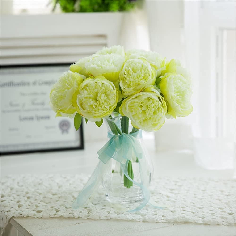 2 Bunches Artificial Peonies, 10 Heads Silk Peony Fake Flower Bouquets for Wedd