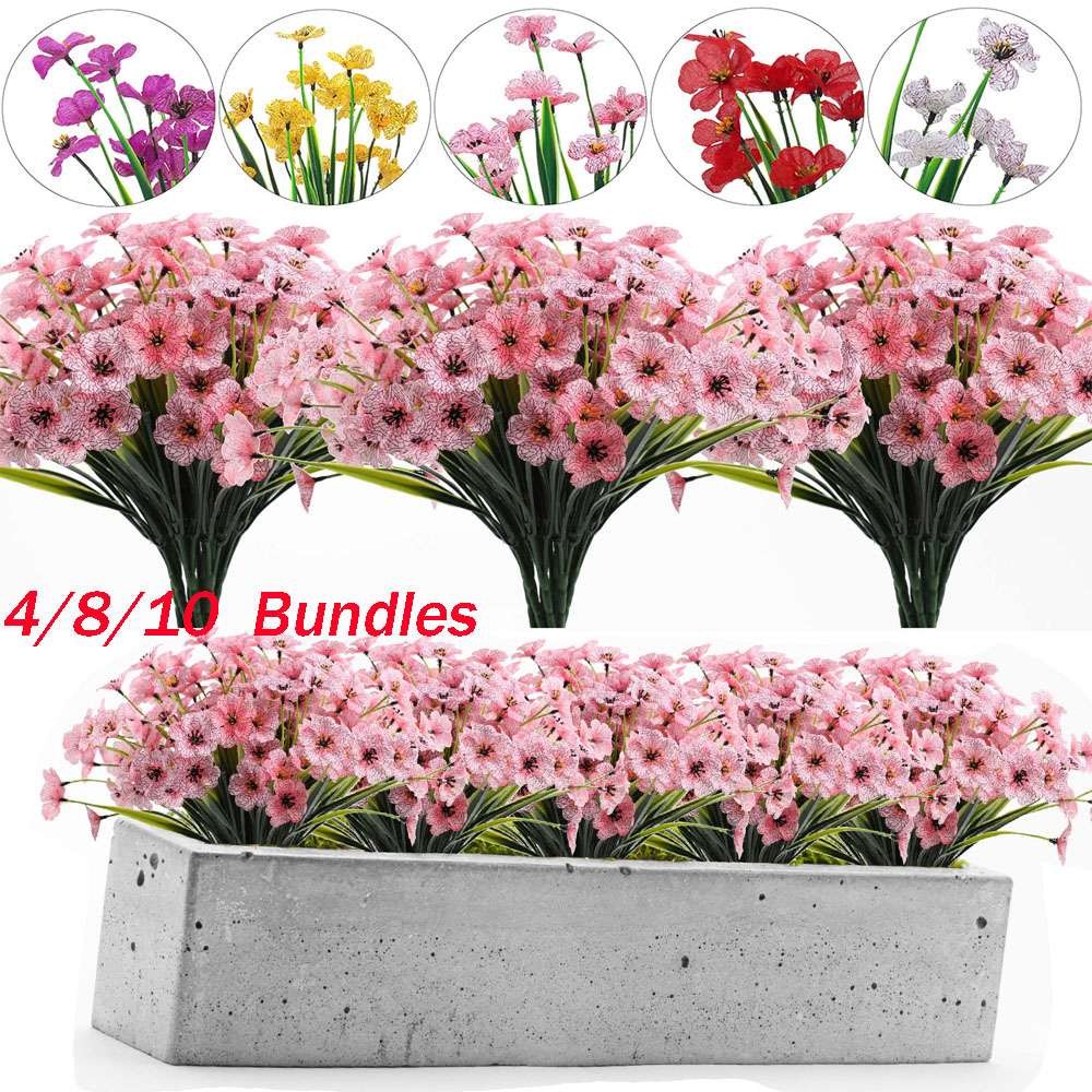 Lot Bundles Artificial Flowers Outdoor UV Resistant Fake Violet Plant Home Decor