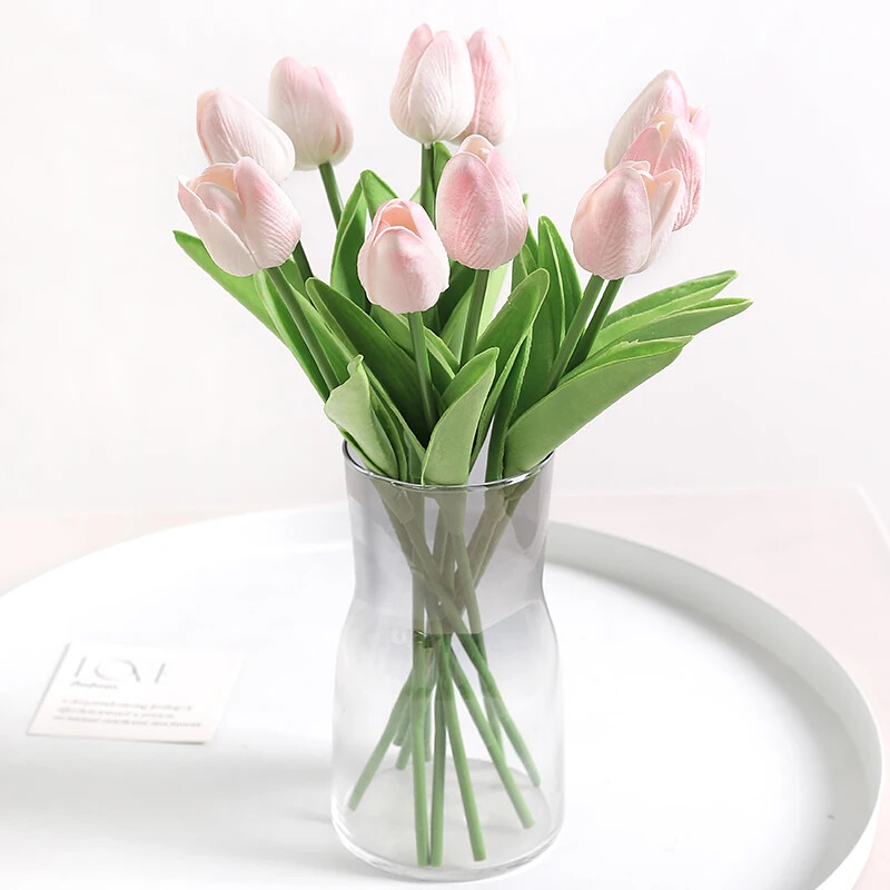 New 5/10Pieces Of Artificial Plant Tulip Soft Pole Room Dining Table Decoration