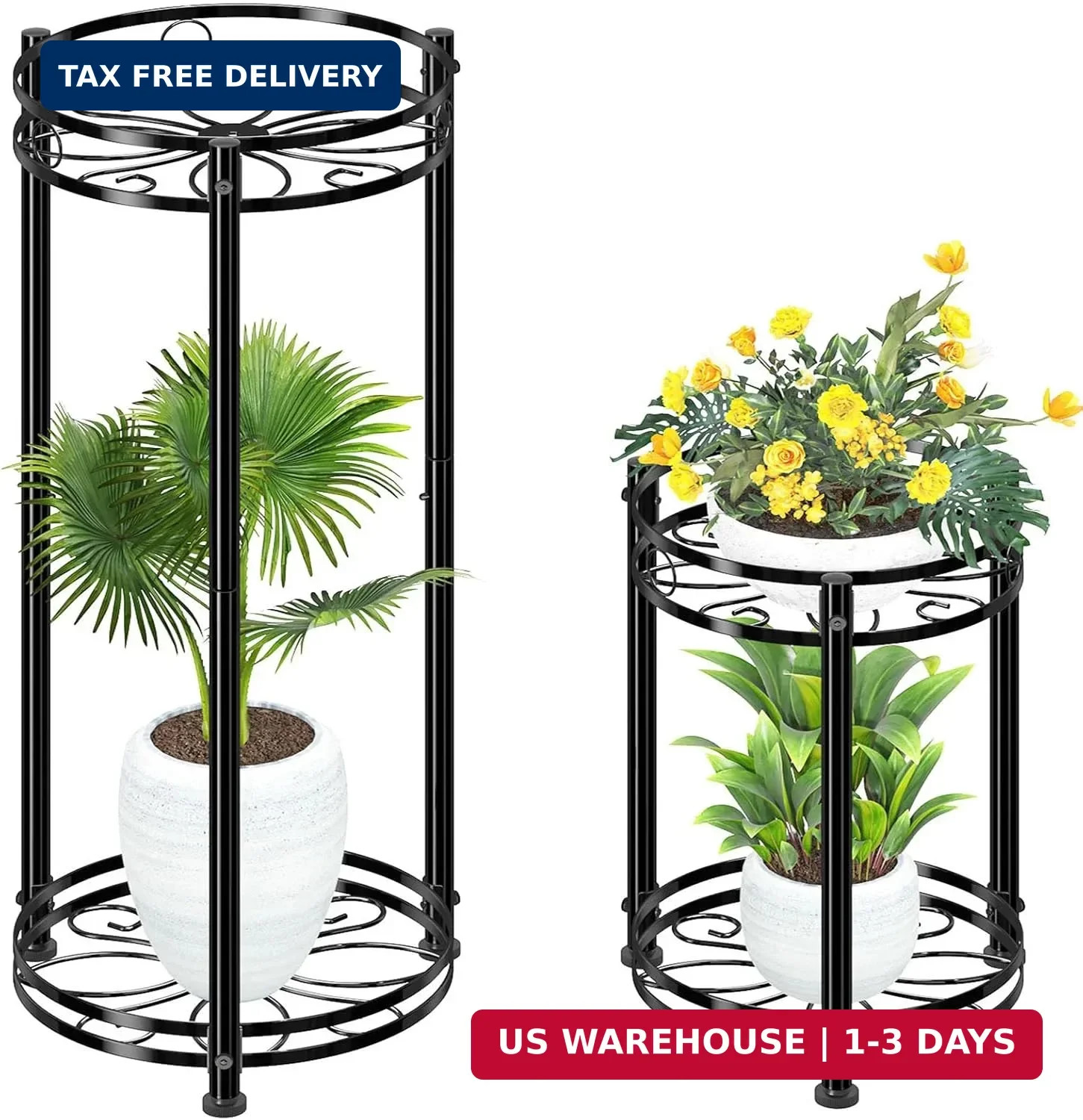 Simple Trending Round Plant Stand Indoor Outdoor, Waterproof Metal Tall 31″ Plan
