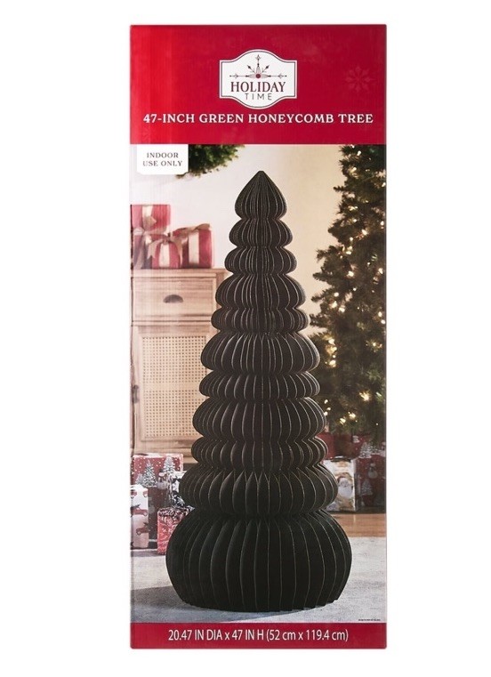 47” Tall Large Christmas Cardboard Tree Honeycomb 3D Green Dark New VTG Style