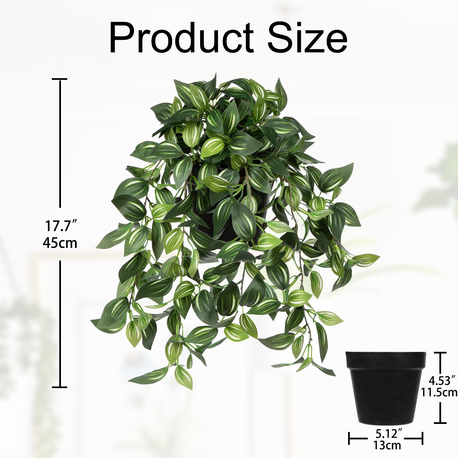 Briful Artificial Hanging Plants in Black Pot 17.7″ Lifelike Trailing Faux Wa…