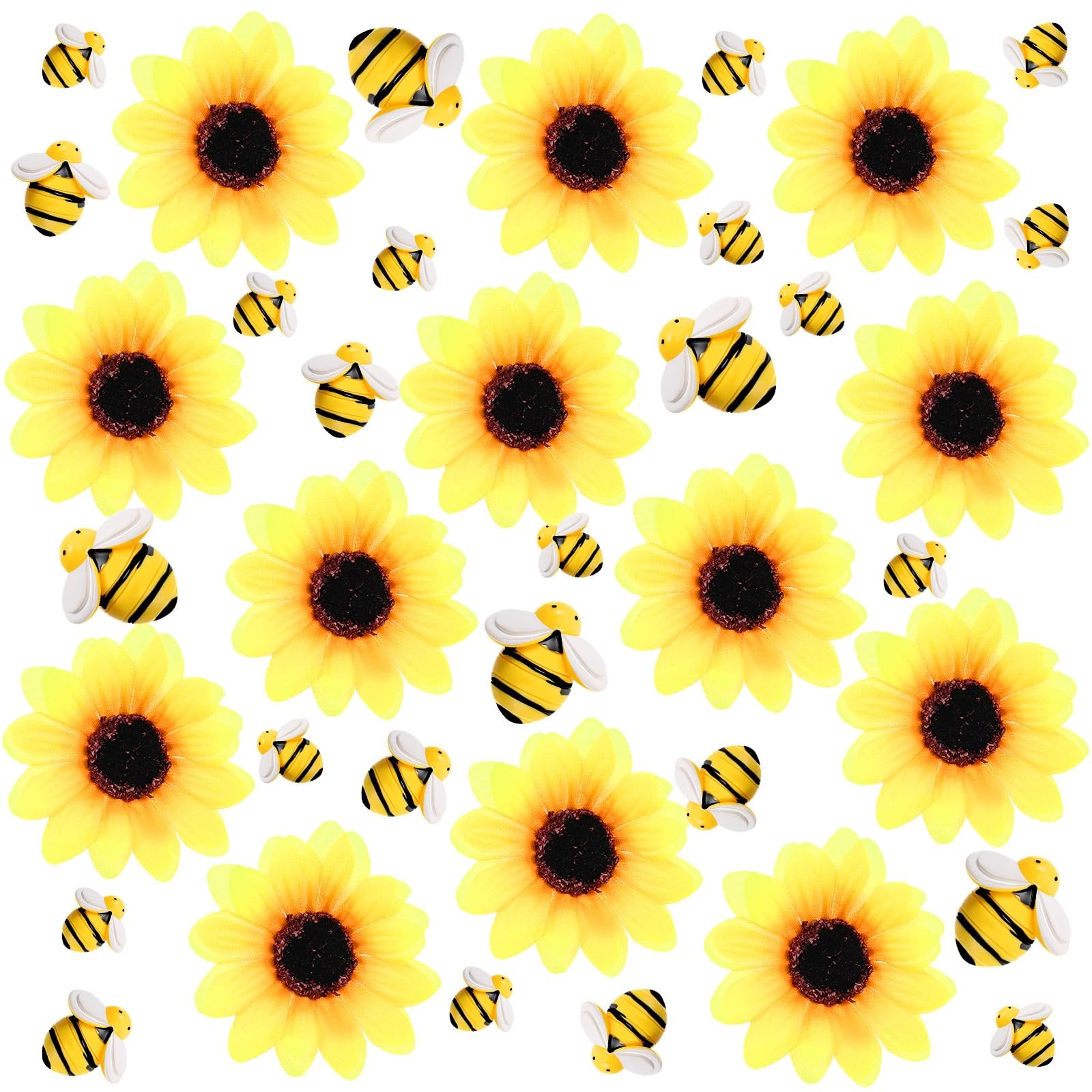 110 PCS 2.76 Sunflowers, Artificial Heads, Tiny Craft Bees, DIY, Wall Decor