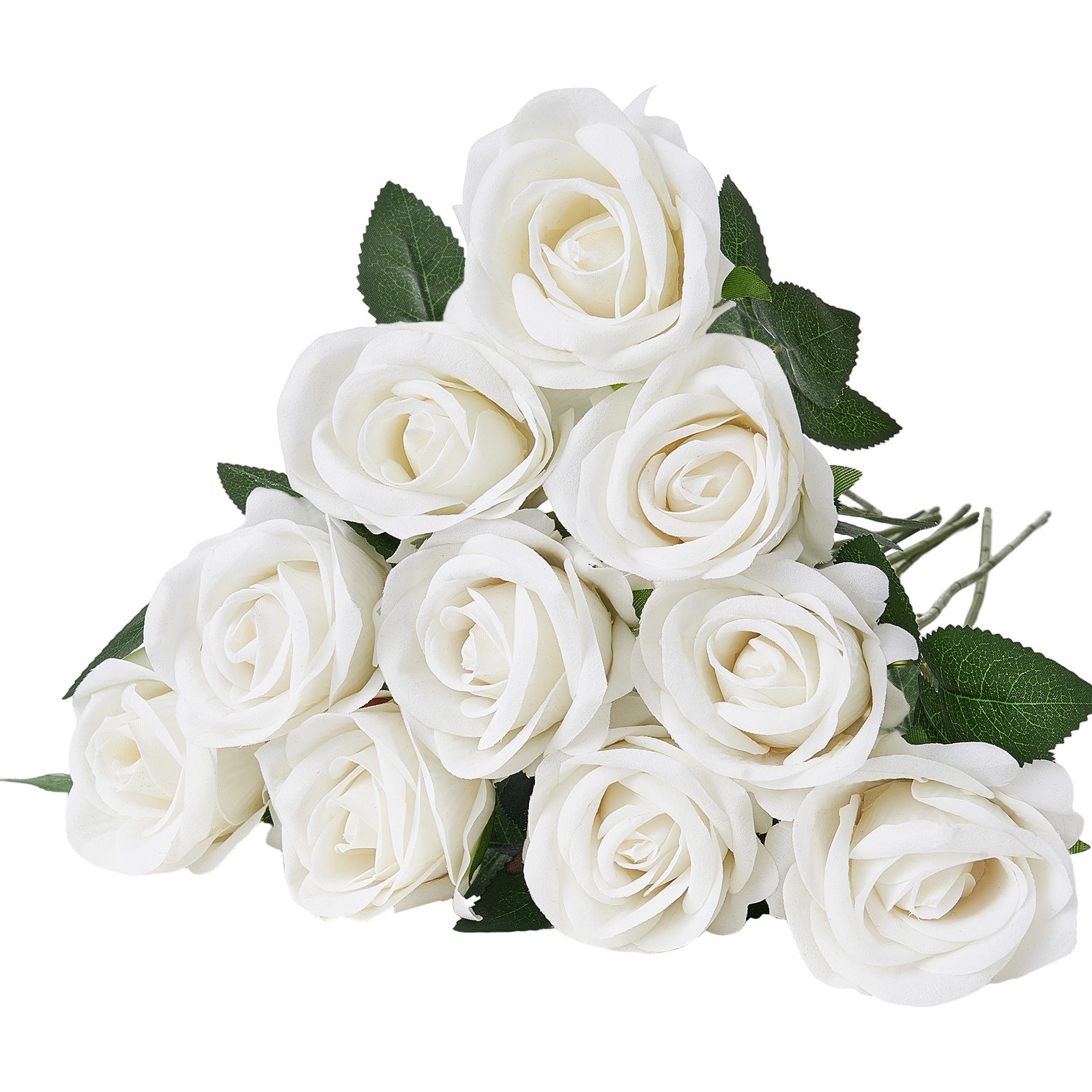 VEVOR 60Pcs White Roses Artificial Flowers Realistic Bouquet for Xmas Home Decor