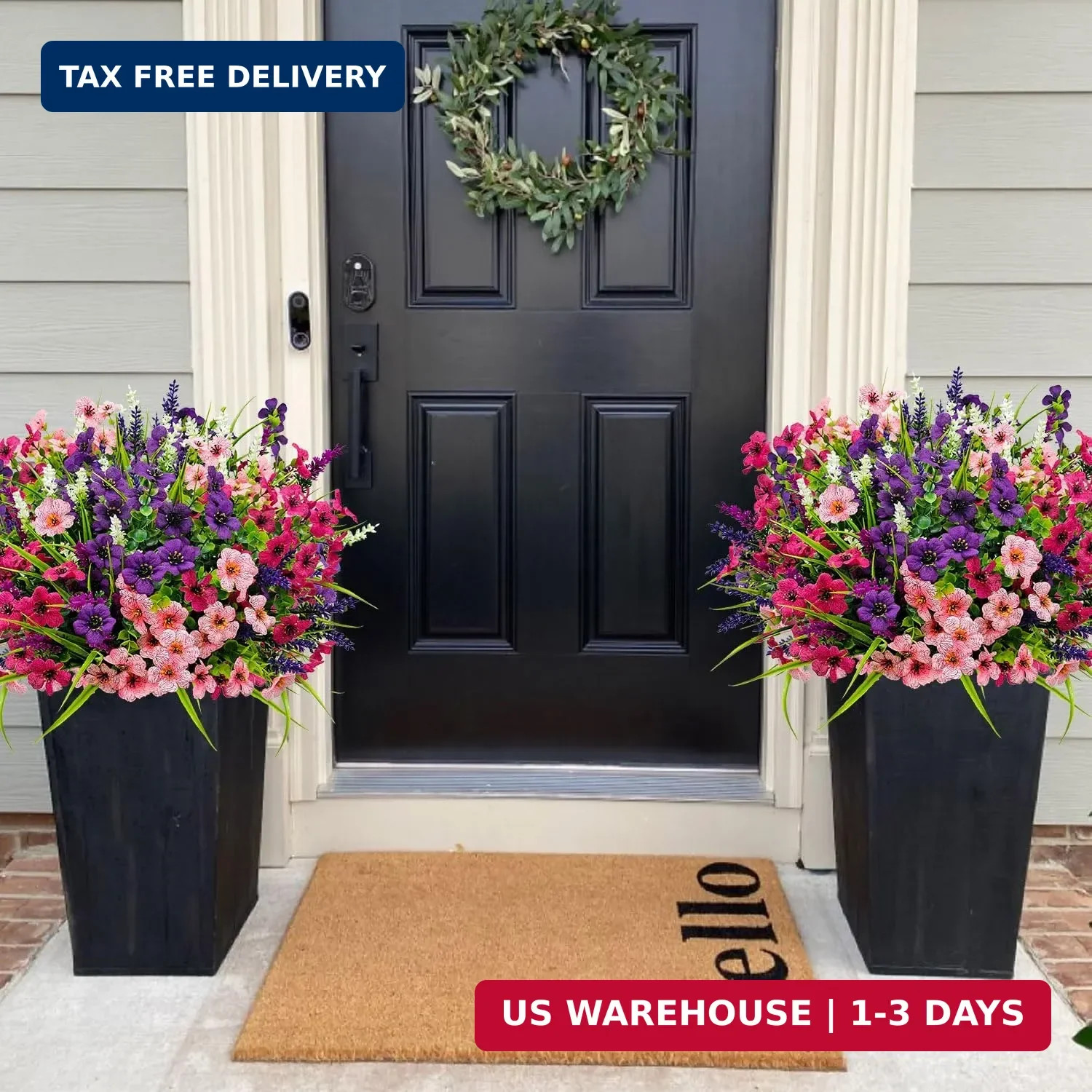 12 Bundles Artificial Flowers Outdoor Silk Fake Plants UV Resistant Faux Plastic