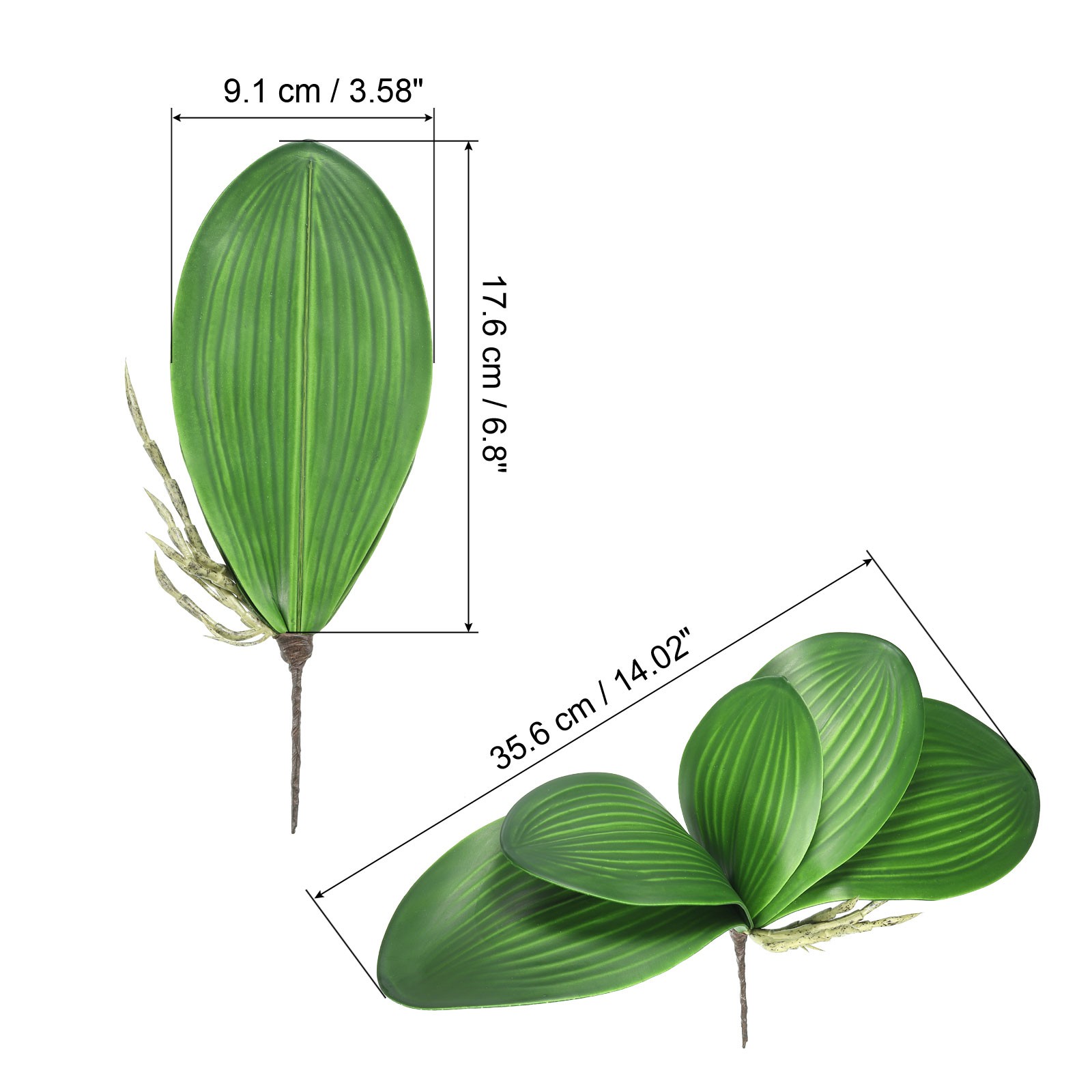 4 Pcs 6.9 Inch Faux Orchid Leaves 5 Petals Artificial Leaf with Stems