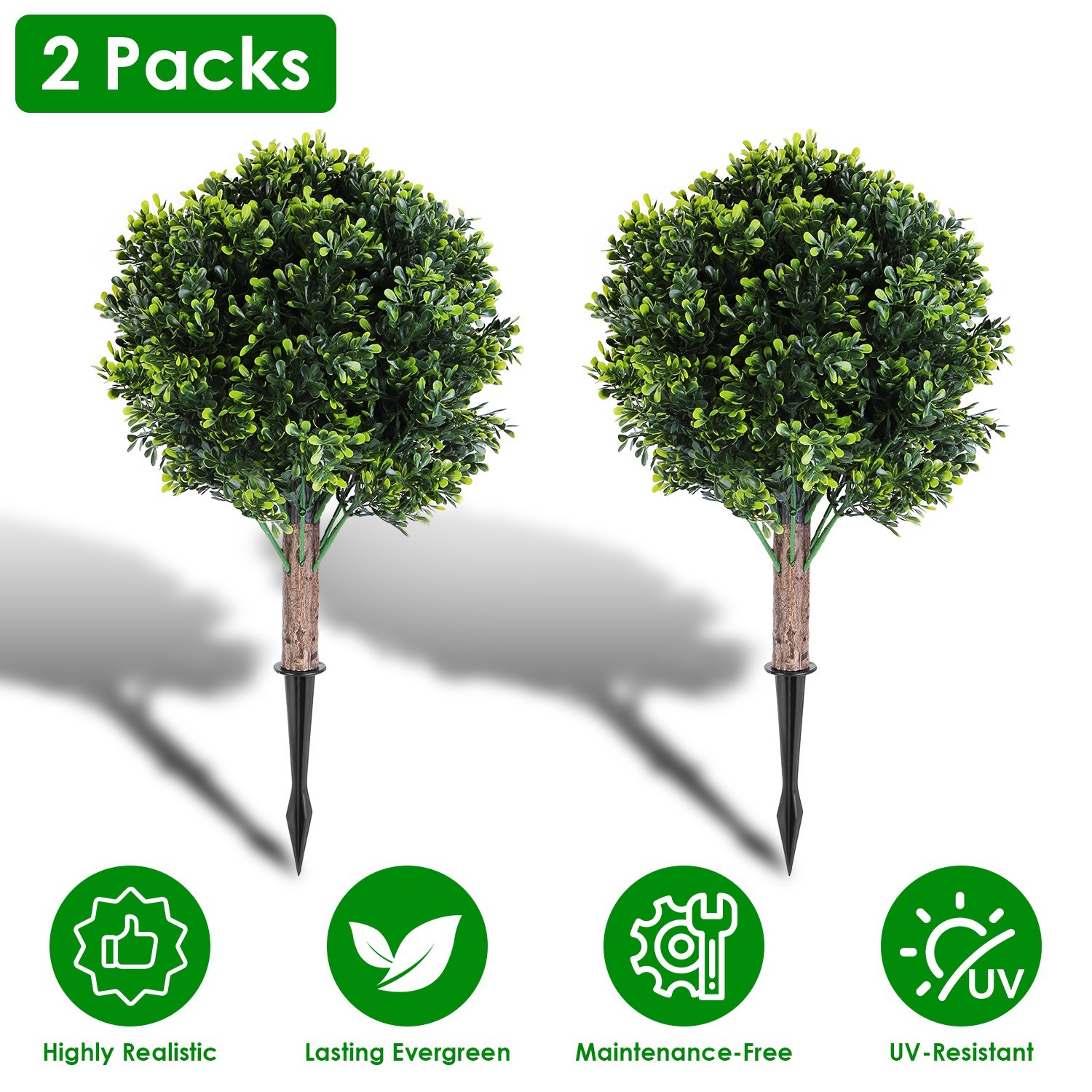 2Pack Artificial Lavender Topiary Ball Trees / Peanut Tree UV Resistant Shrubs