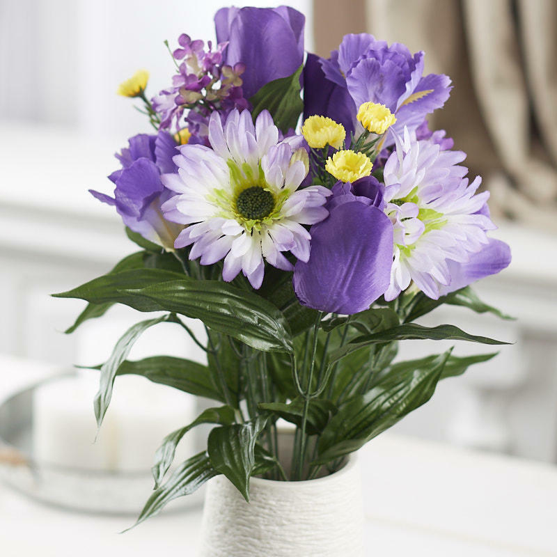 Purple and Lavender Artificial Tulip Iris Mix Bush