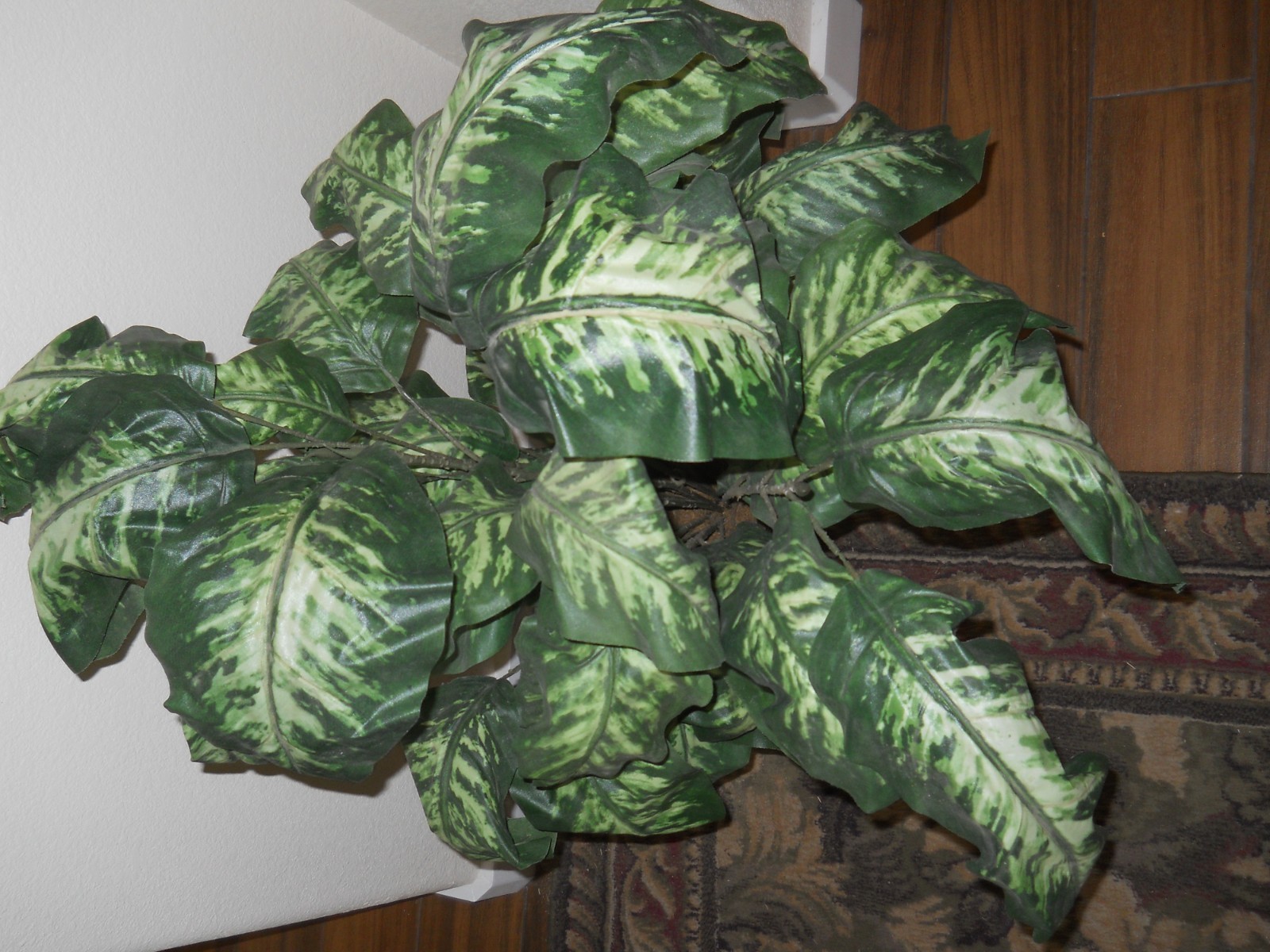Artificial Green and White Dieffenbachia Plant ~ 3 feet Tall in planter