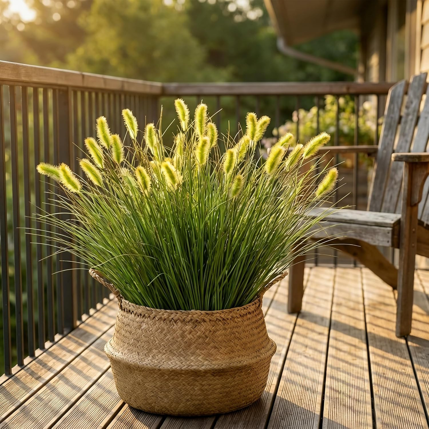 14PC Artificial Dog Tail Grass Plant UV Resistant Outdoor Ornamental Wheat Grass