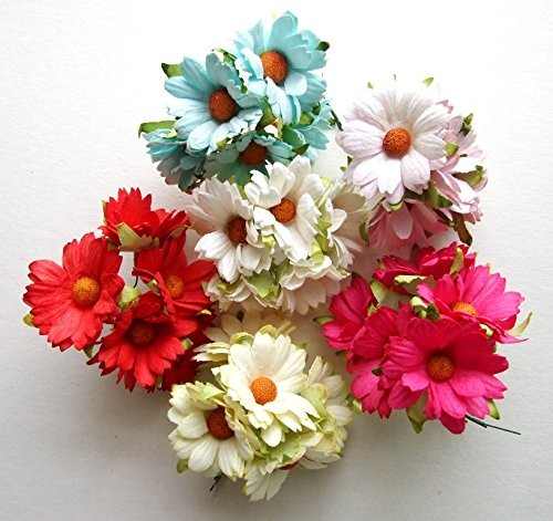 30 Big Daisy Assorted Artificial Mulberry Flower Wedding Scrapbook Wedding