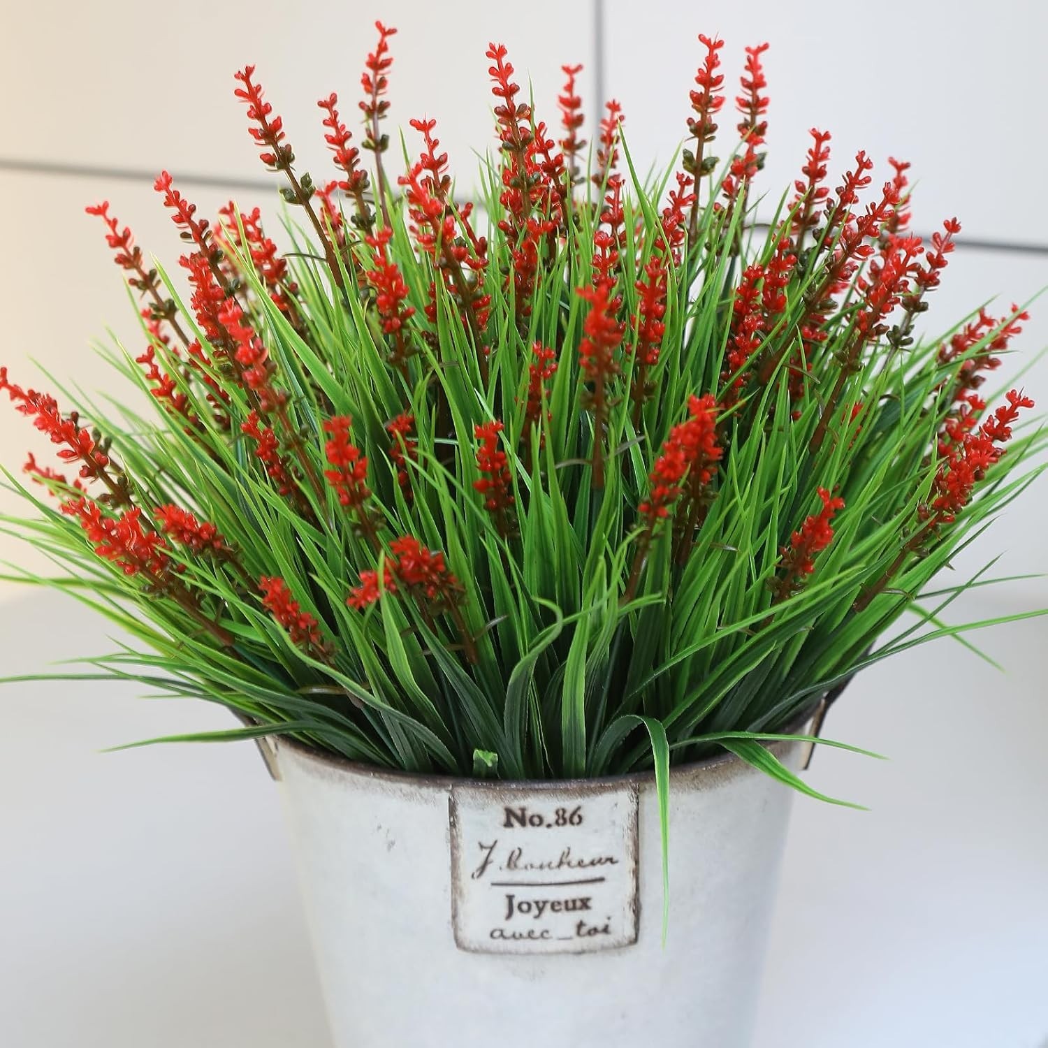 Bendable Red Wildflowers: 12 Bundles of UV-Proof Faux Plants for Any Space